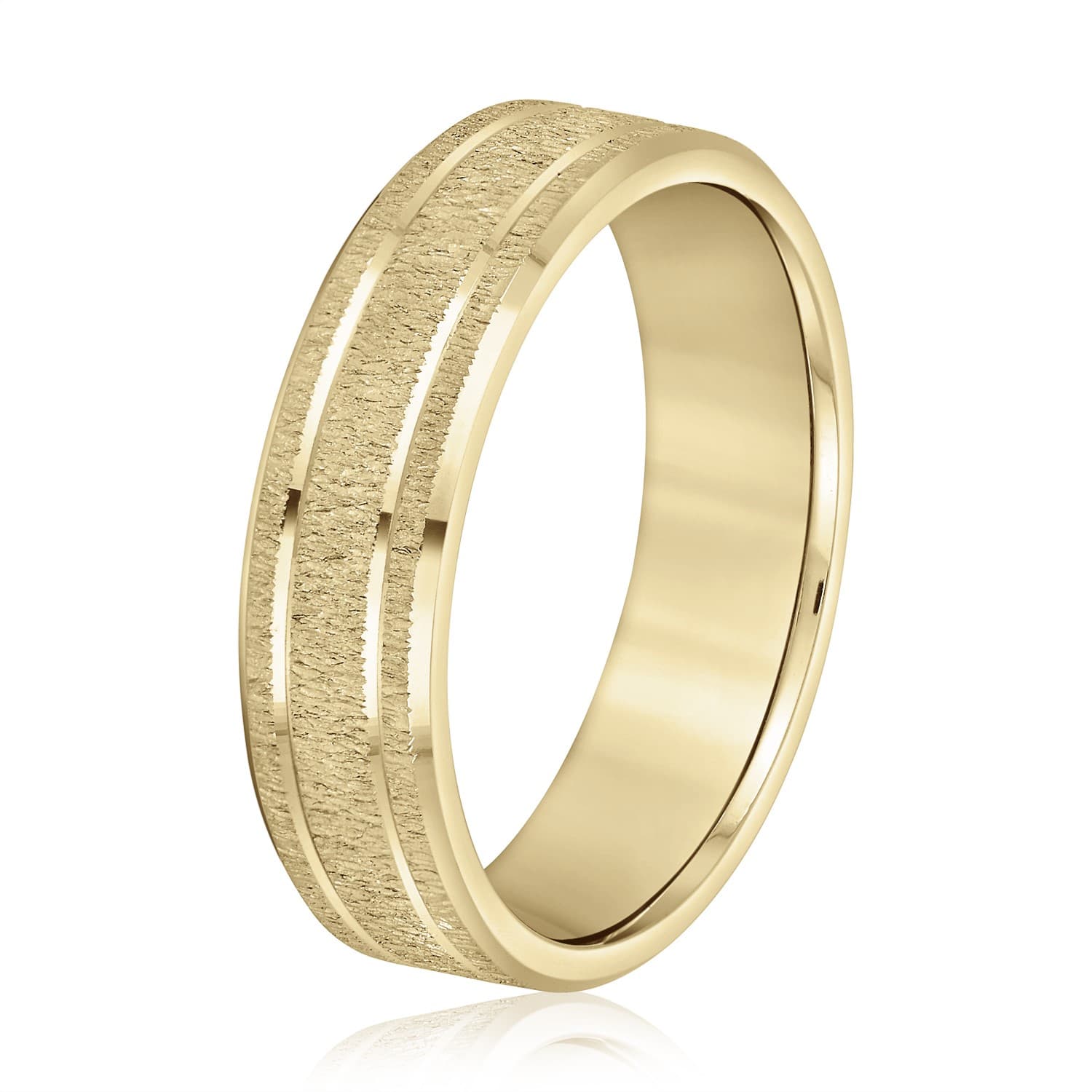 5mm Light Weight Men's Band, Side view in yellow gold