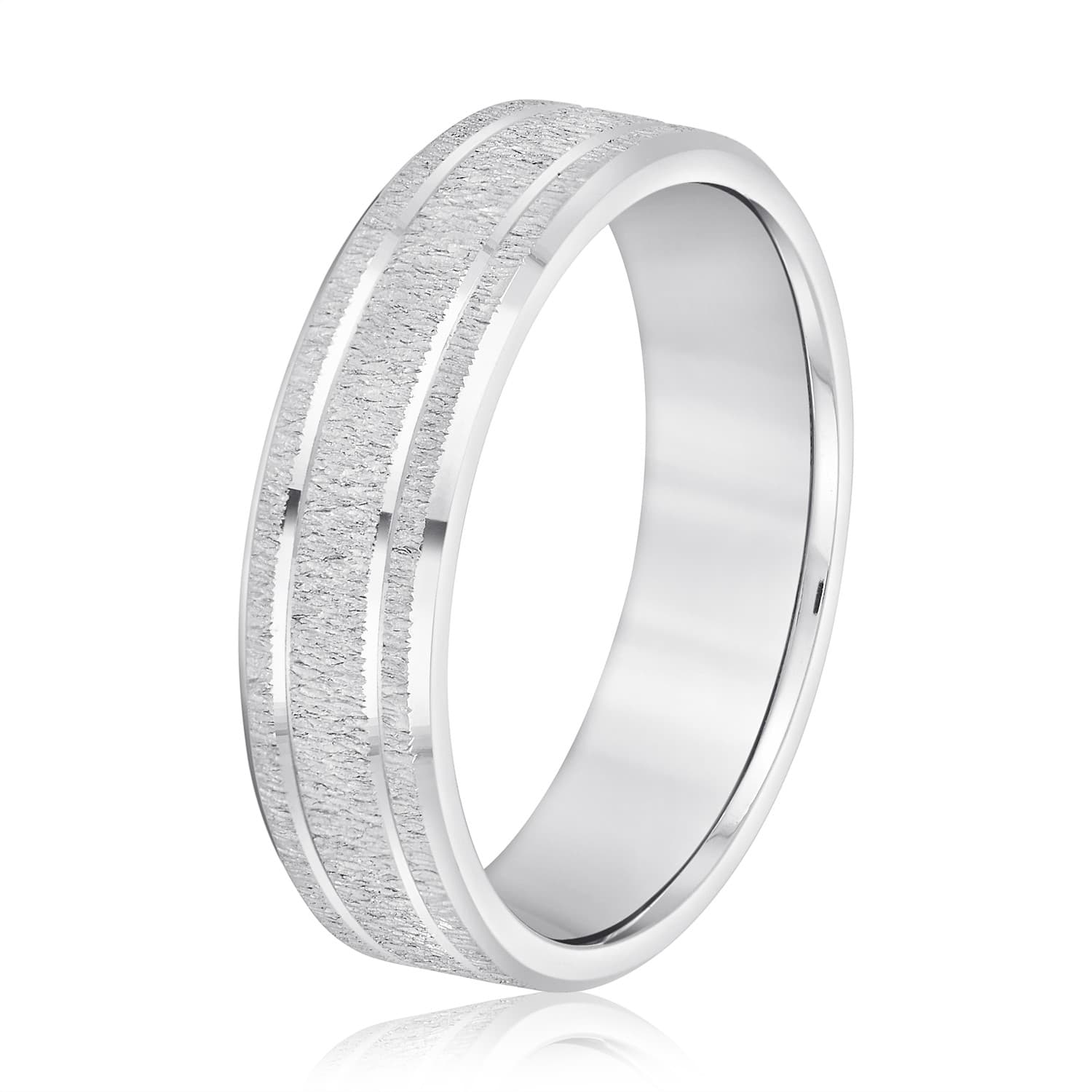 8mm Light Weight Men's Band, Side view in white gold or platinum