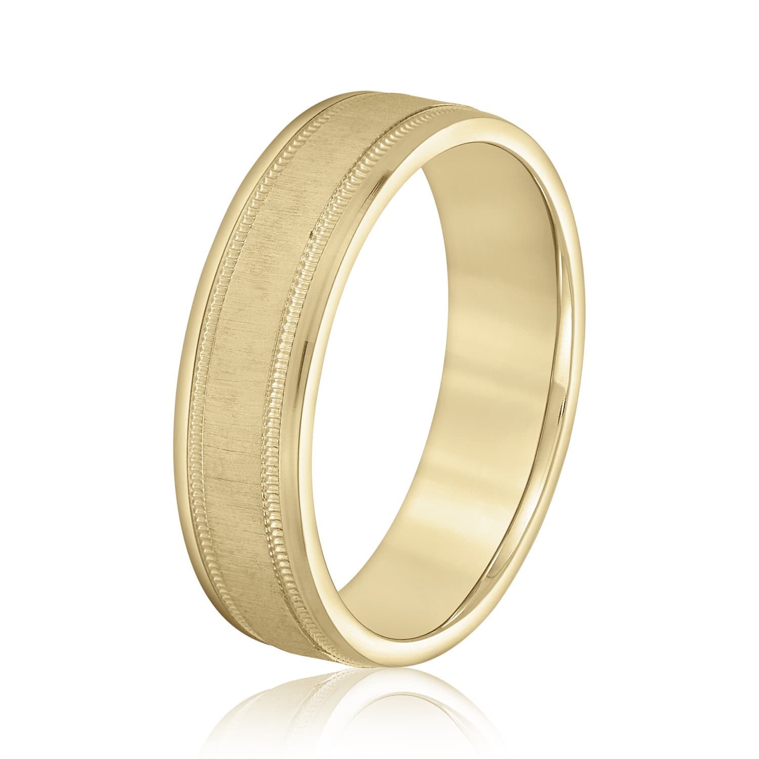 5mm Light Weight Men's Band, Side view in yellow gold