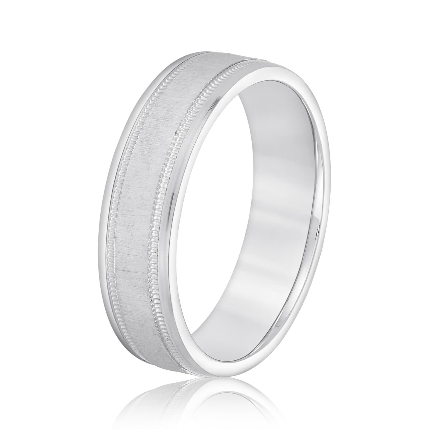 8mm Light Weight Men's Band, Side view in white gold or platinum