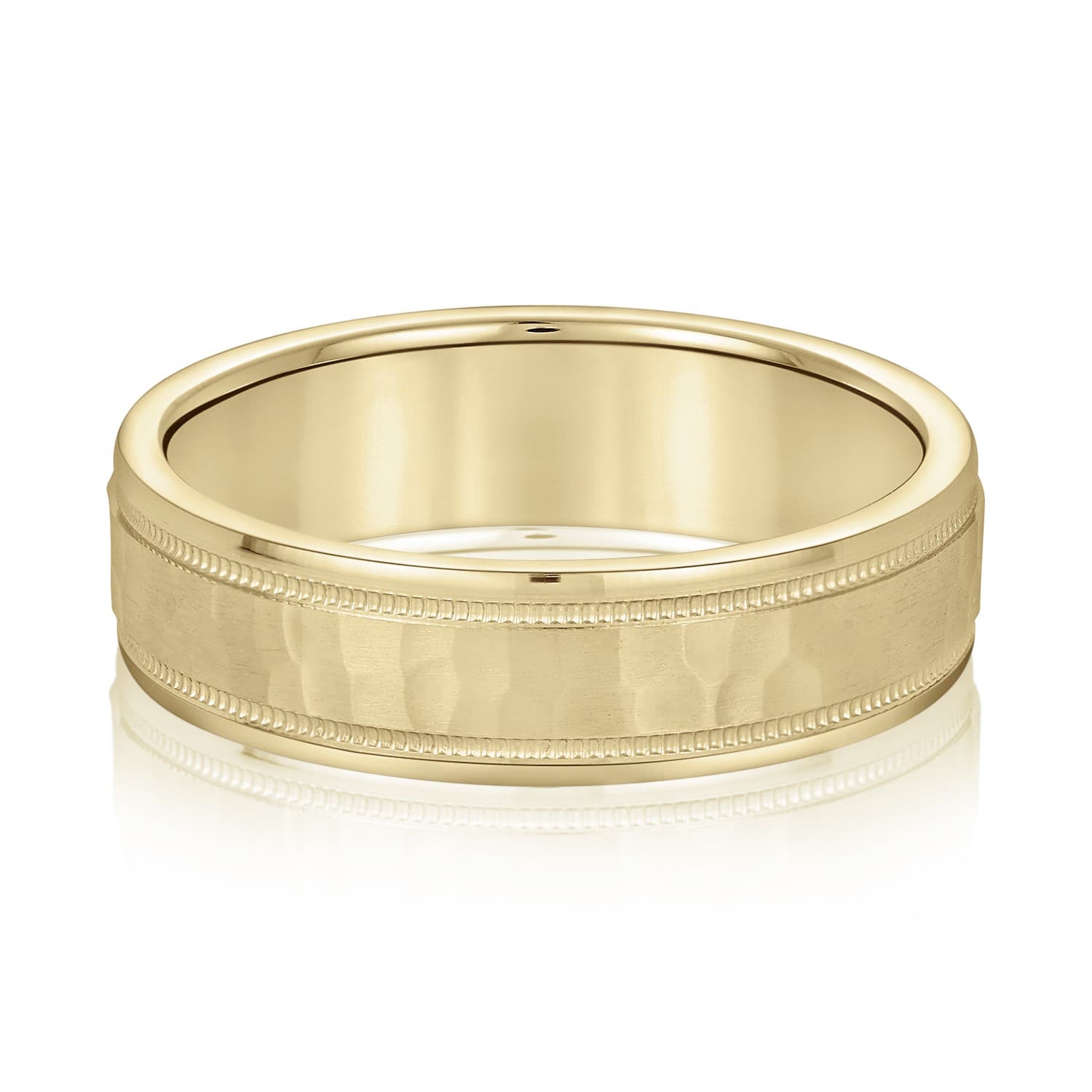 7mm Light Weight Men's Band, Front view in yellow gold