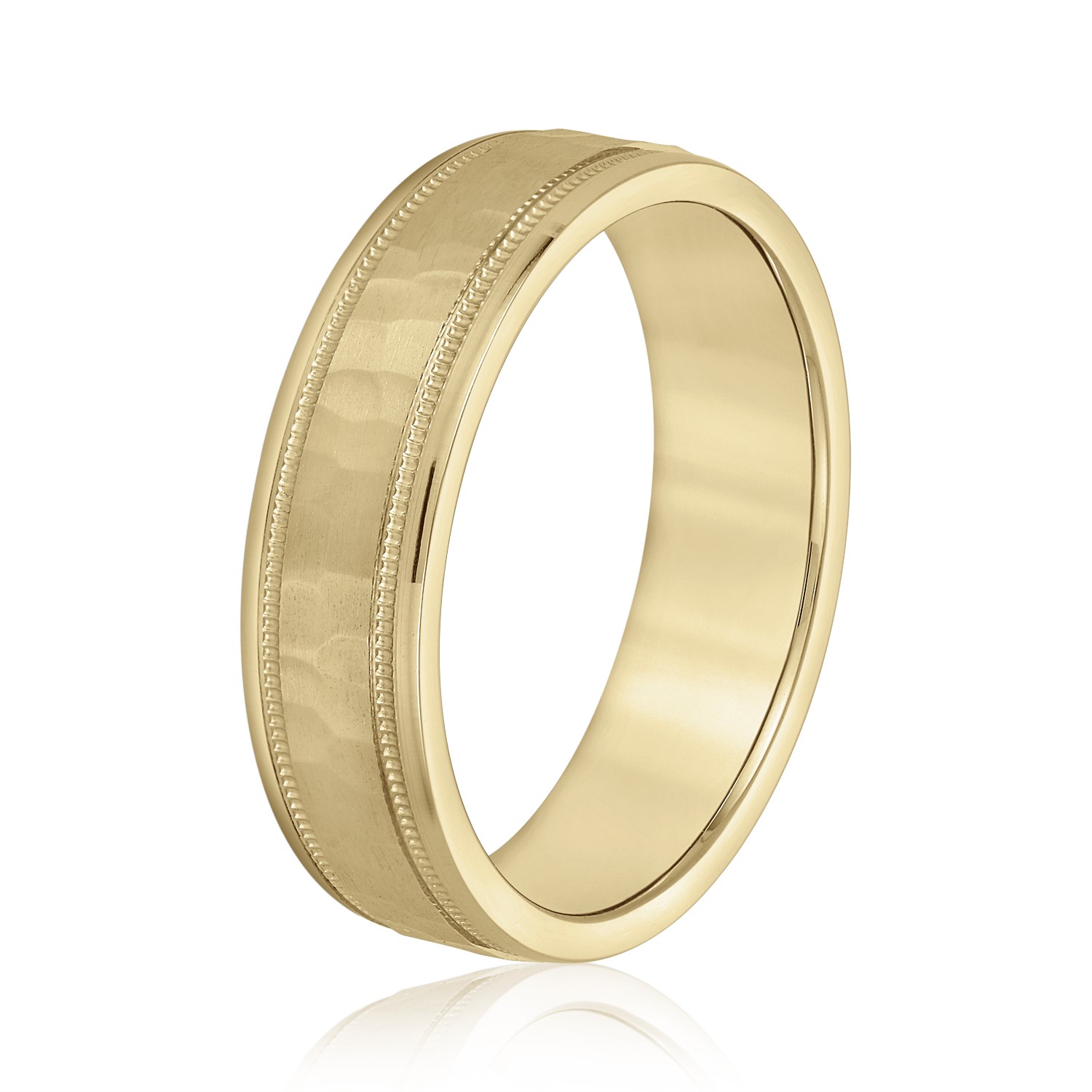7mm Light Weight Men's Band, Side view in yellow gold