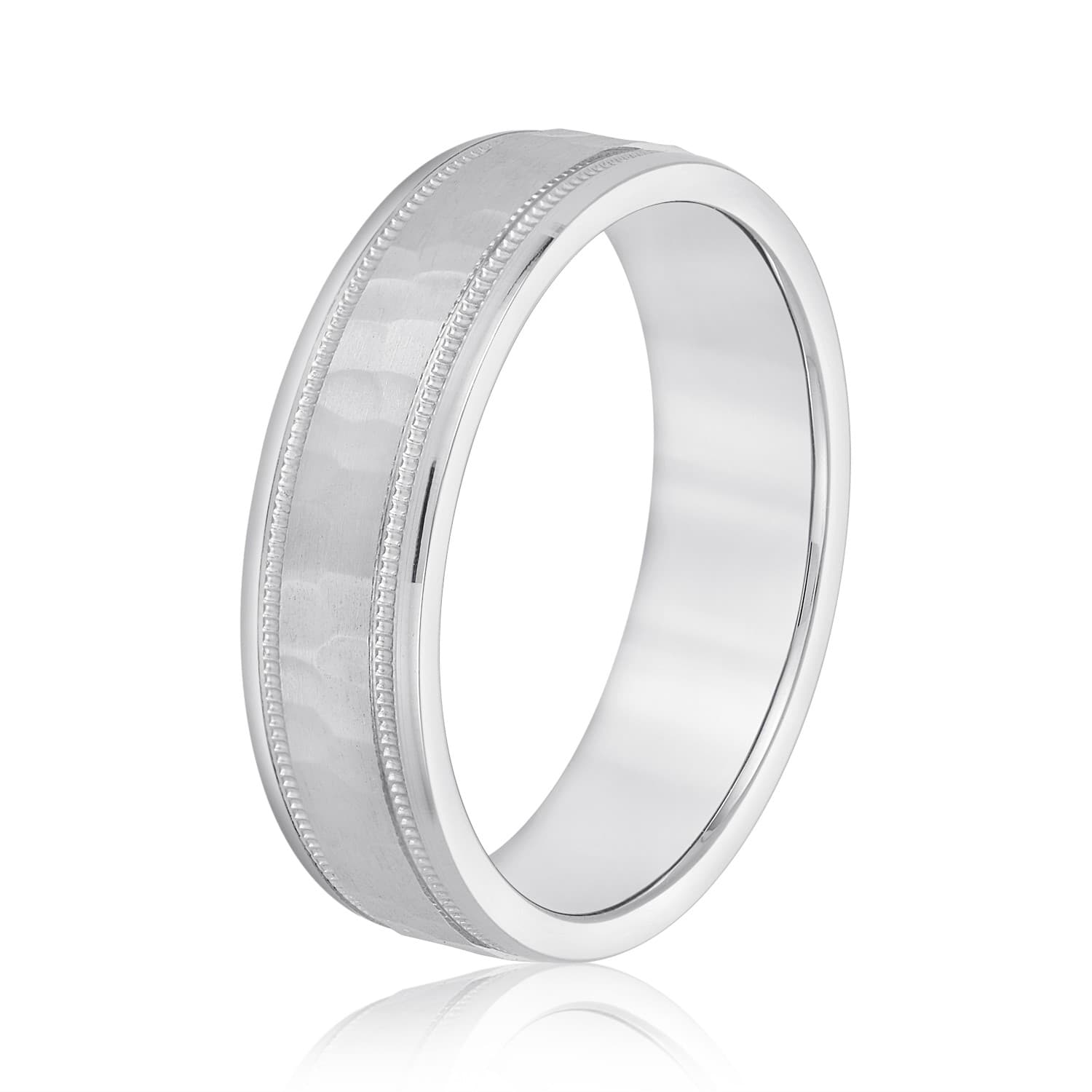8mm Light Weight Men's Band, Side view in white gold or platinum