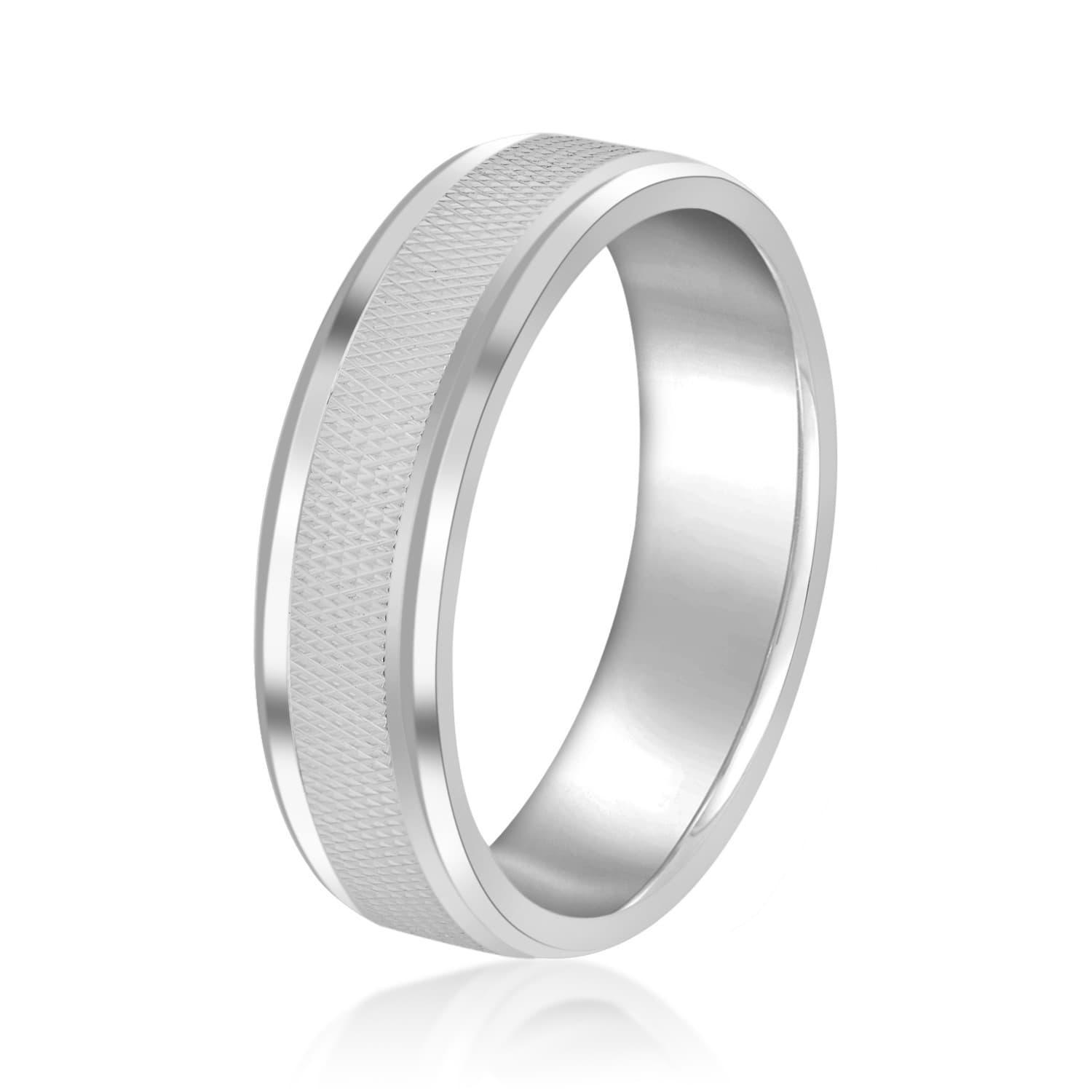 5mm Light Weight Men's Band, Side view in white gold or platinum