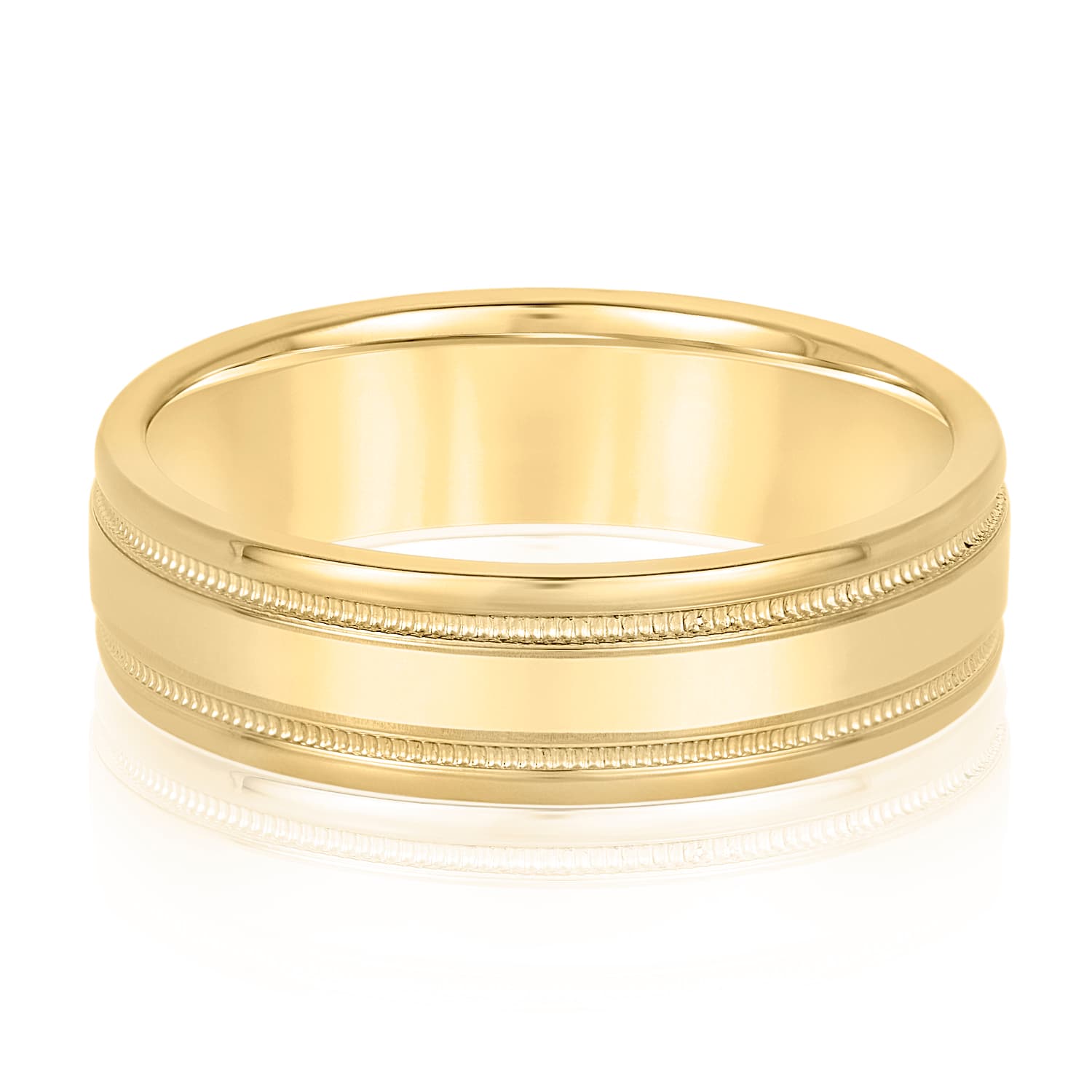 6mm Light Weight Men's Band, Front view in yellow gold