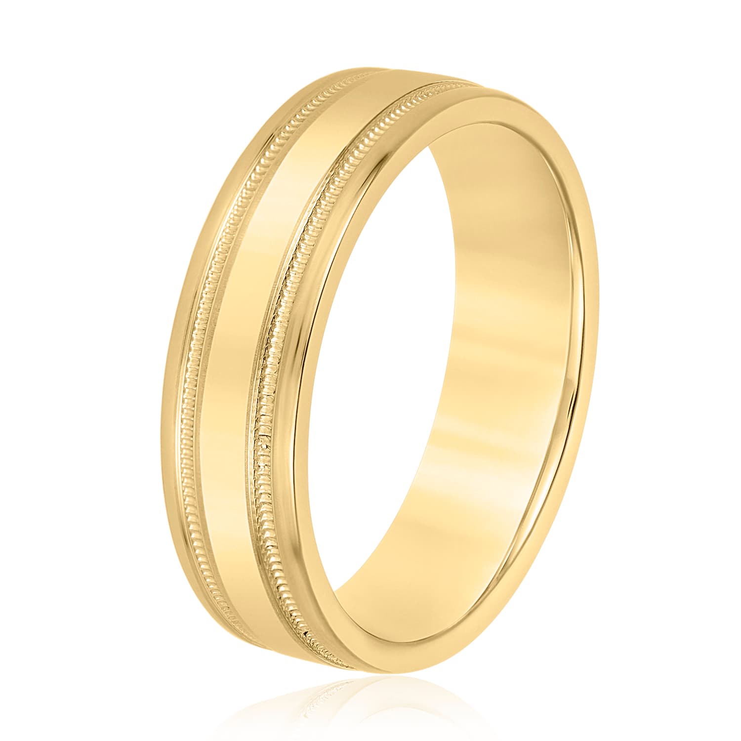 6mm Light Weight Men's Band, Side view in yellow gold