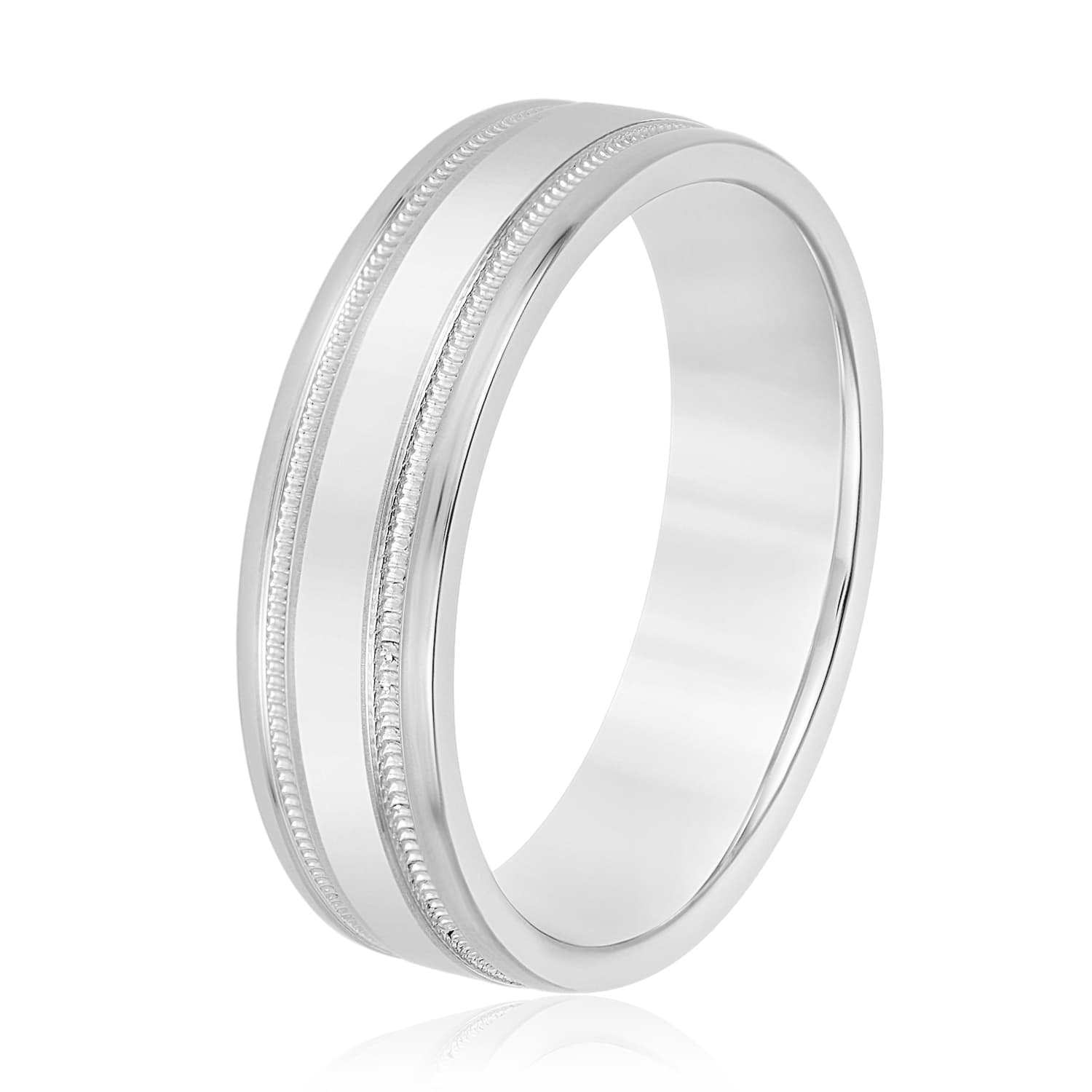 5mm Light Weight Men's Band, Side view in white gold or platinum