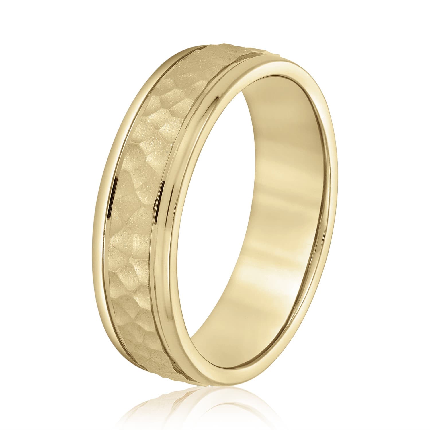7mm Heavy Weight Men's Band, Side view in yellow gold