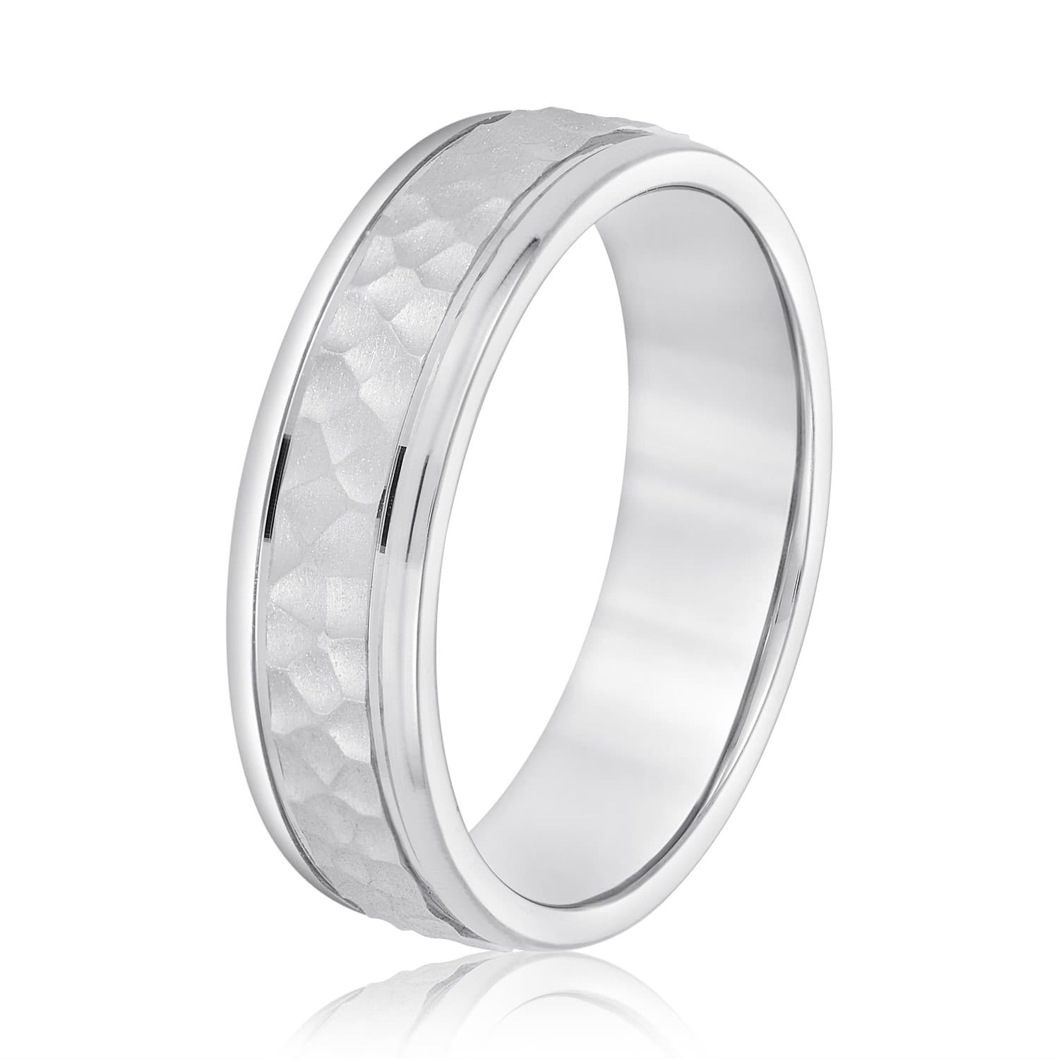 7mm Light Weight Men's Band, Side view in white gold or platinum