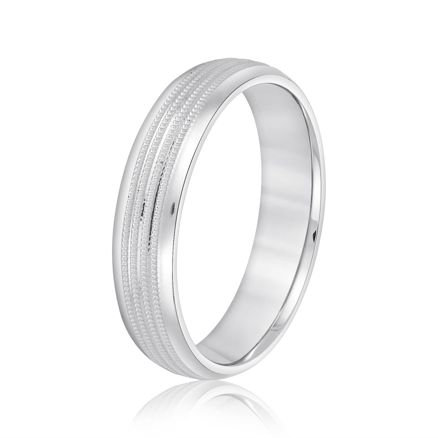 8mm Light Weight Men's Band, Side view in white gold or platinum