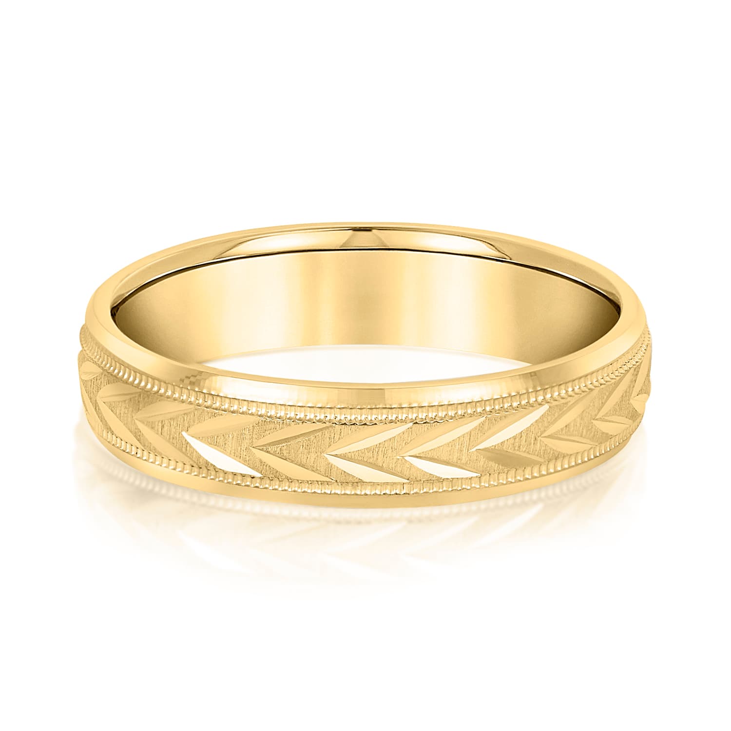 5mm Light Weight Men's Band, Front view in yellow gold