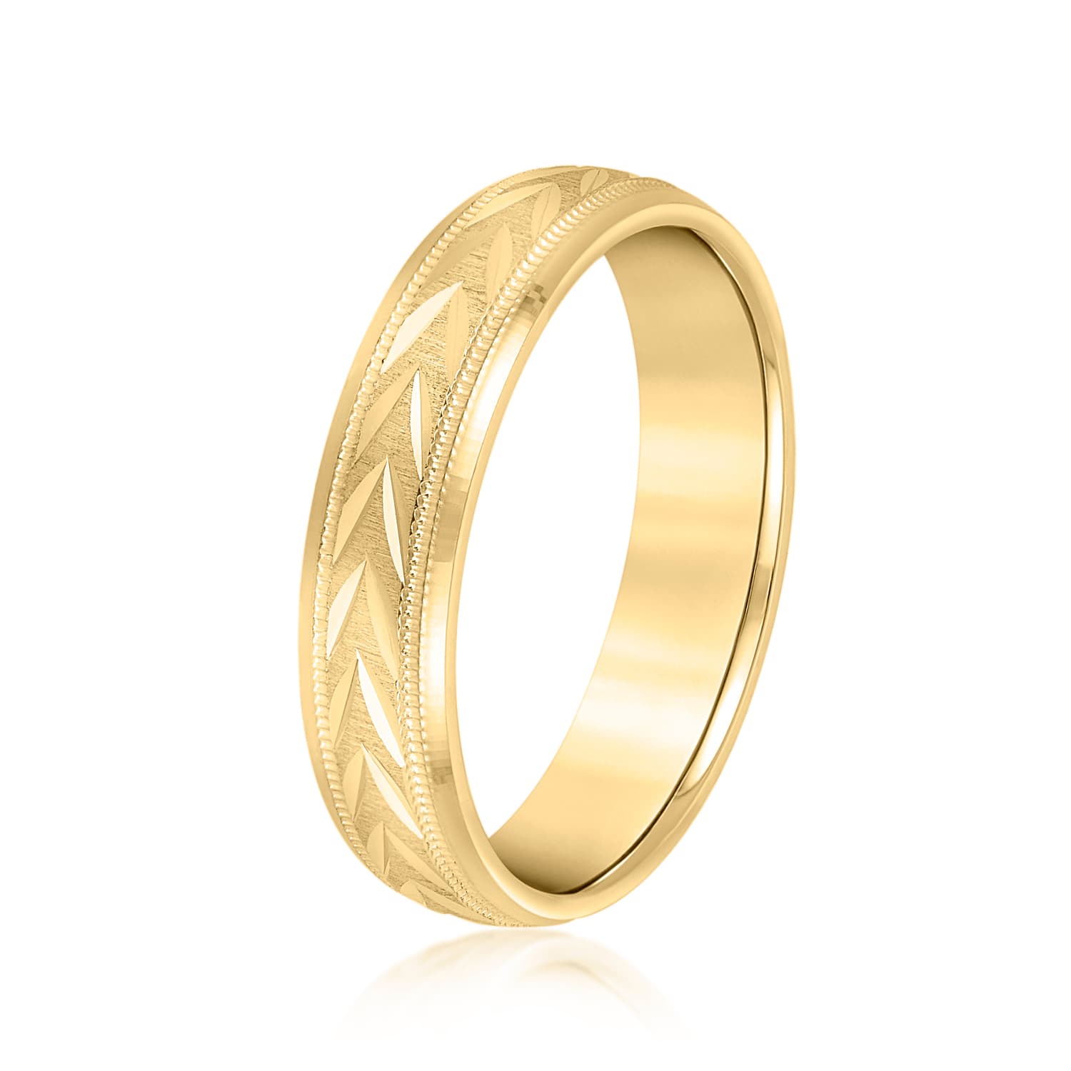 5mm Light Weight Men's Band, Side view in yellow gold