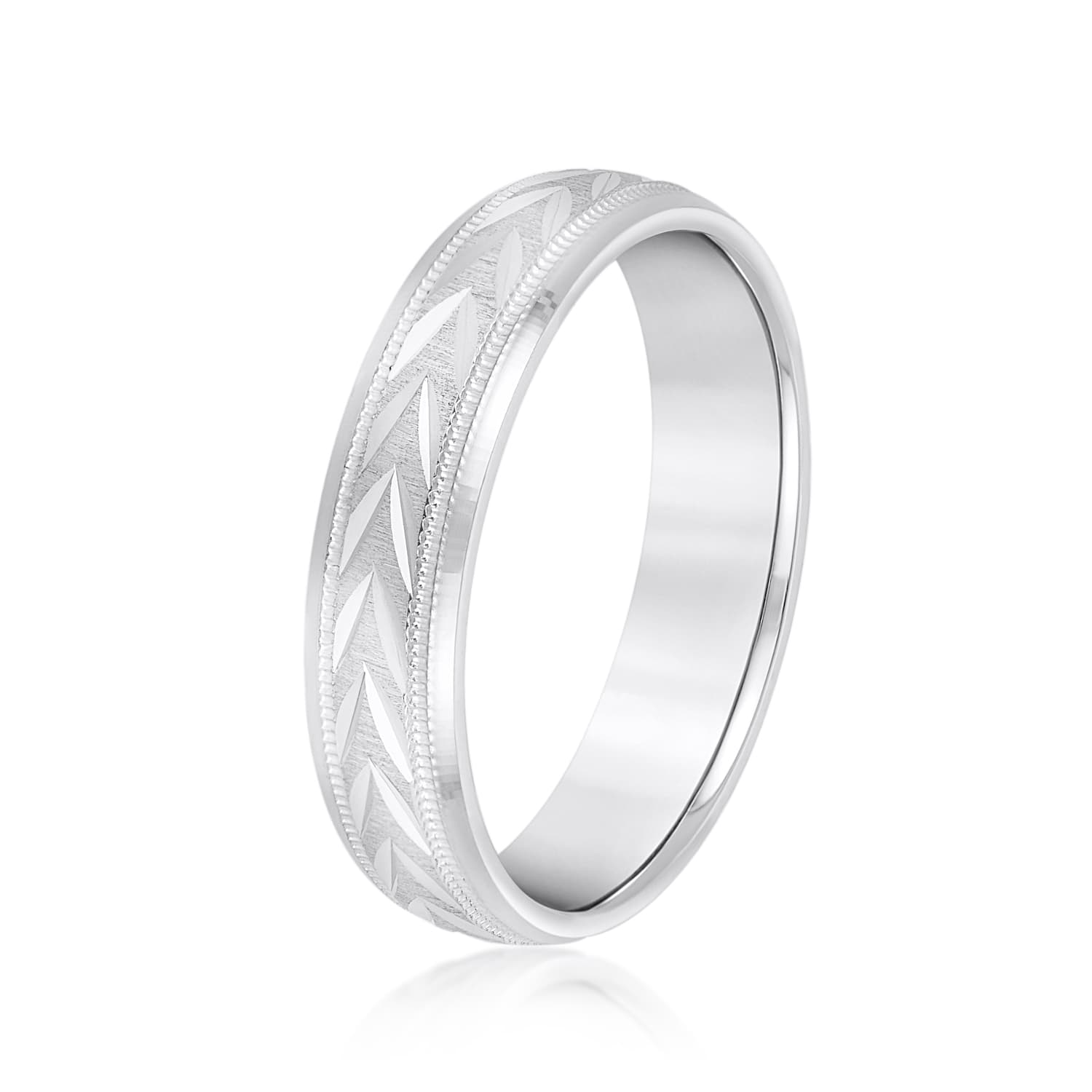 6mm Light Weight Men's Band, Side view in white gold or platinum