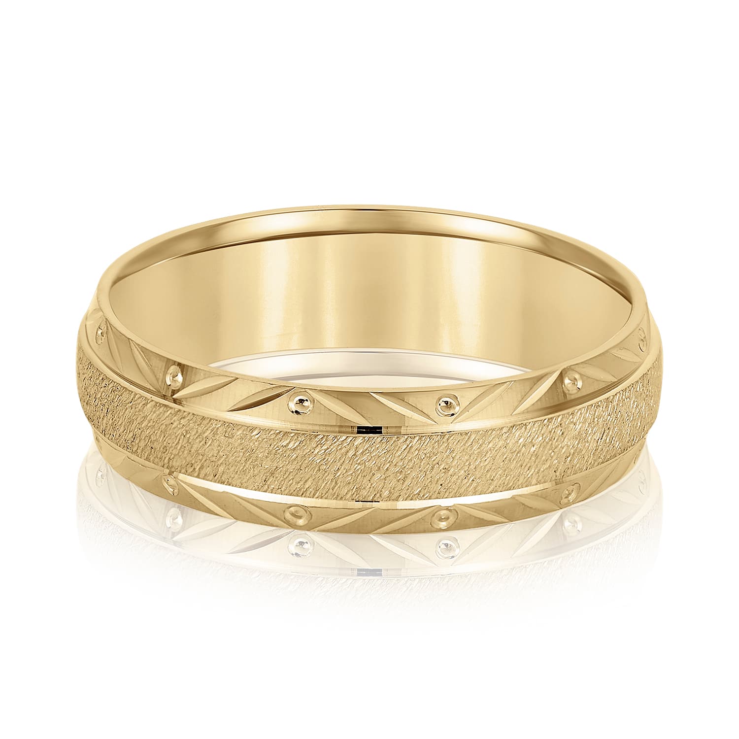 6mm Light Weight Men's Band, Front view in yellow gold