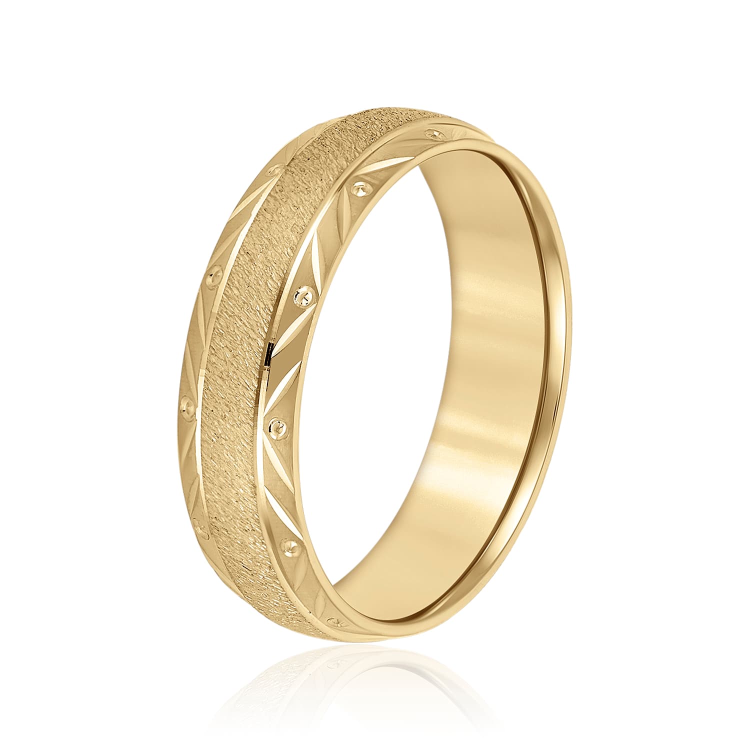 6mm Light Weight Men's Band, Side view in yellow gold
