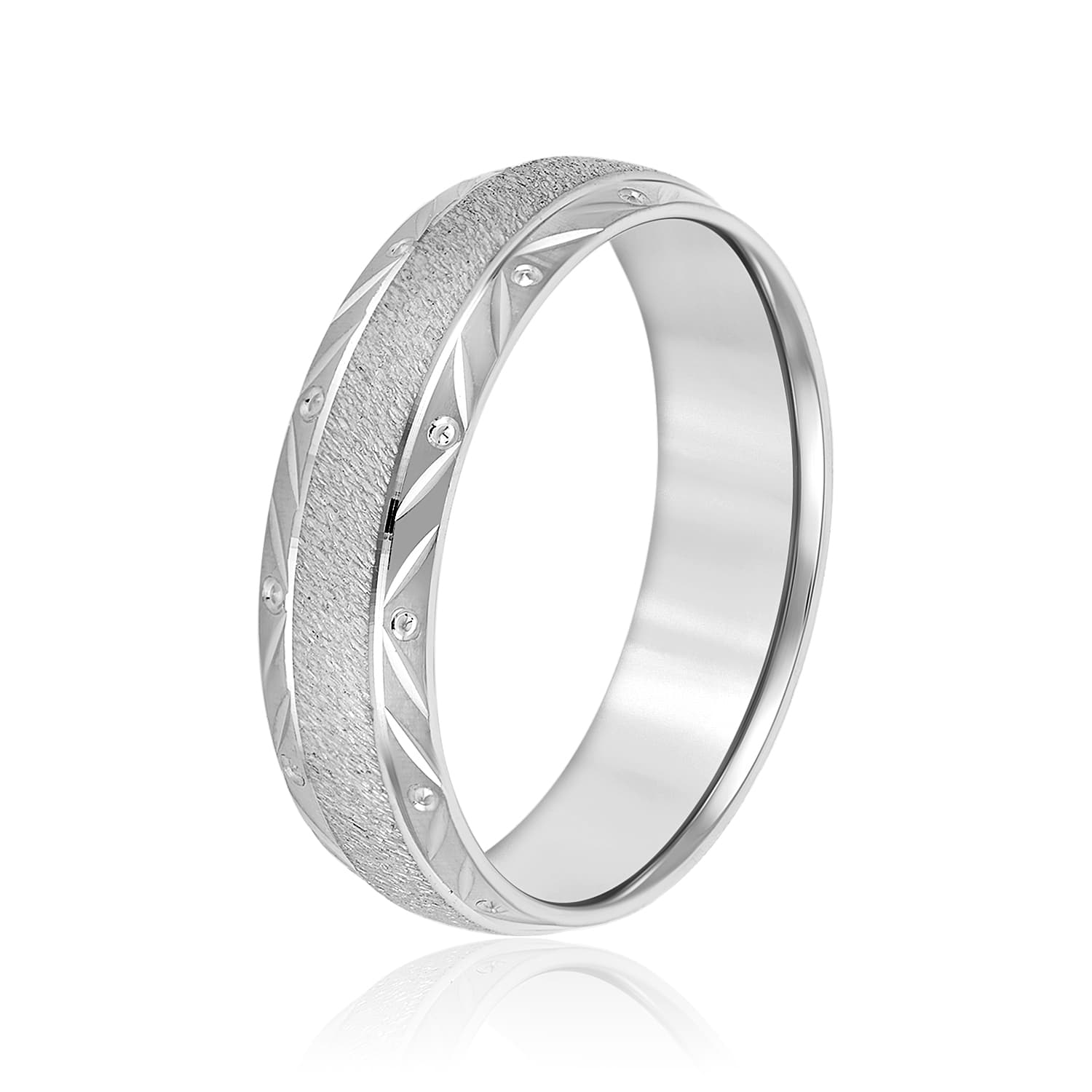 5mm Light Weight Men's Band, Side view in white gold or platinum