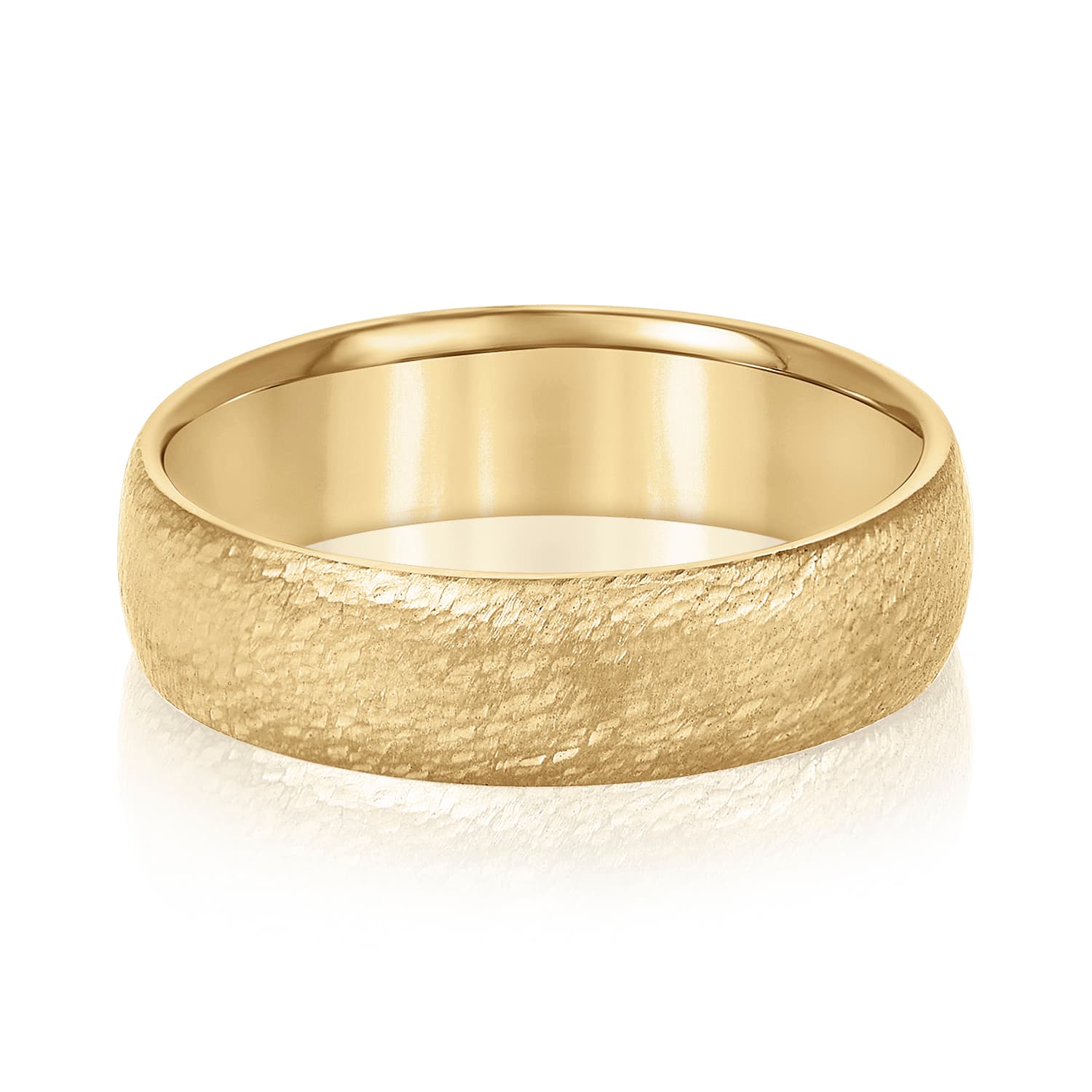 6mm Light Weight Men's Band, Front view in yellow gold