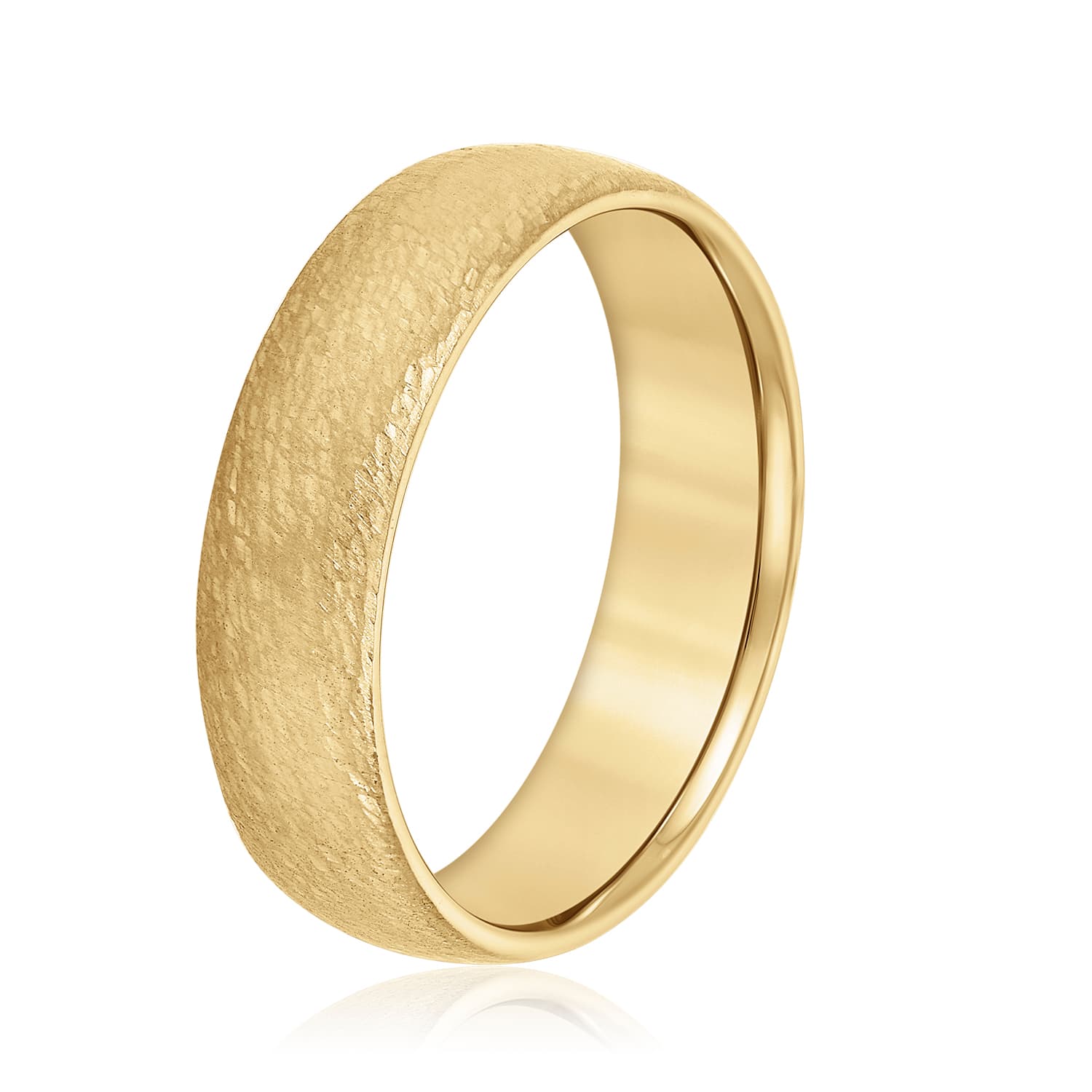 6mm Light Weight Men's Band, Side view in yellow gold