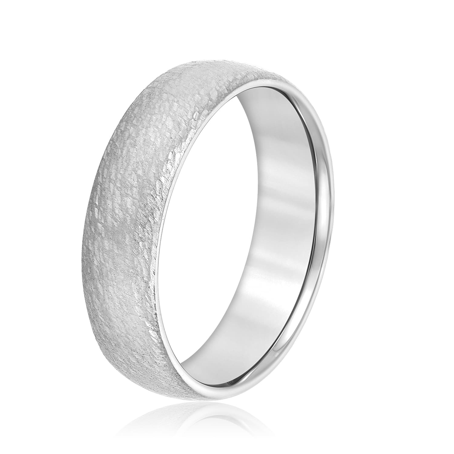 5mm Light Weight Men's Band, Side view in white gold or platinum