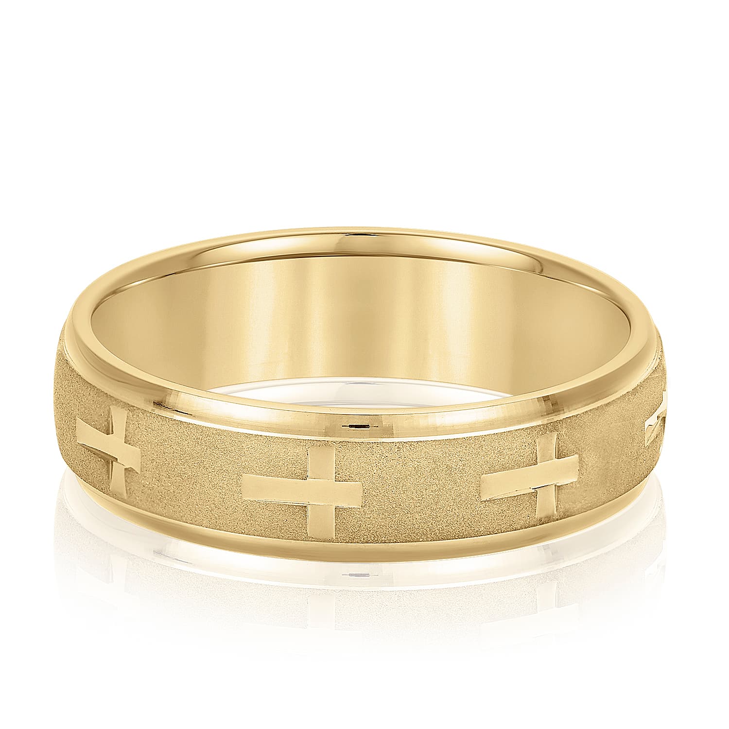 6mm Light Weight Men's Band, Front view in yellow gold