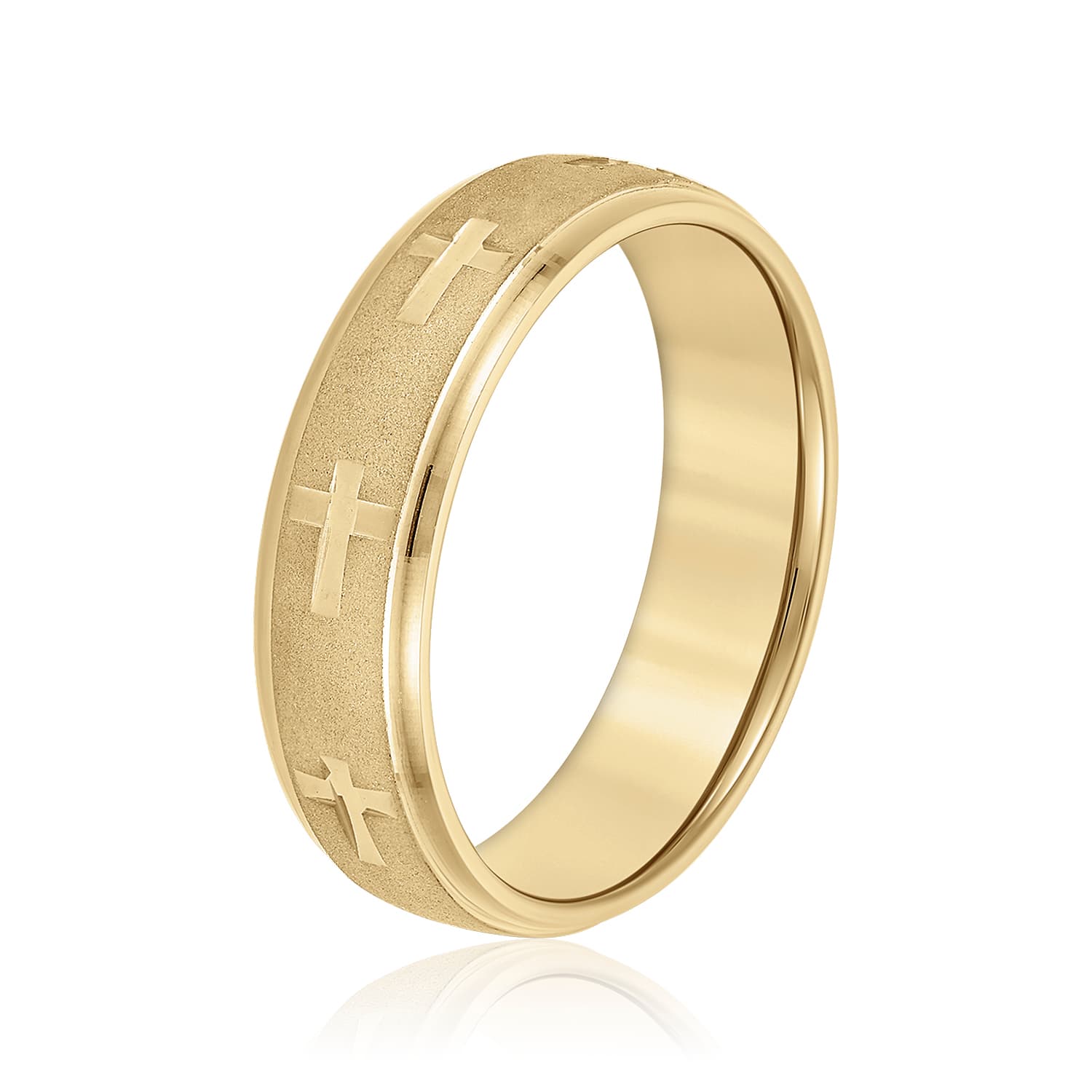6mm Light Weight Men's Band, Side view in yellow gold