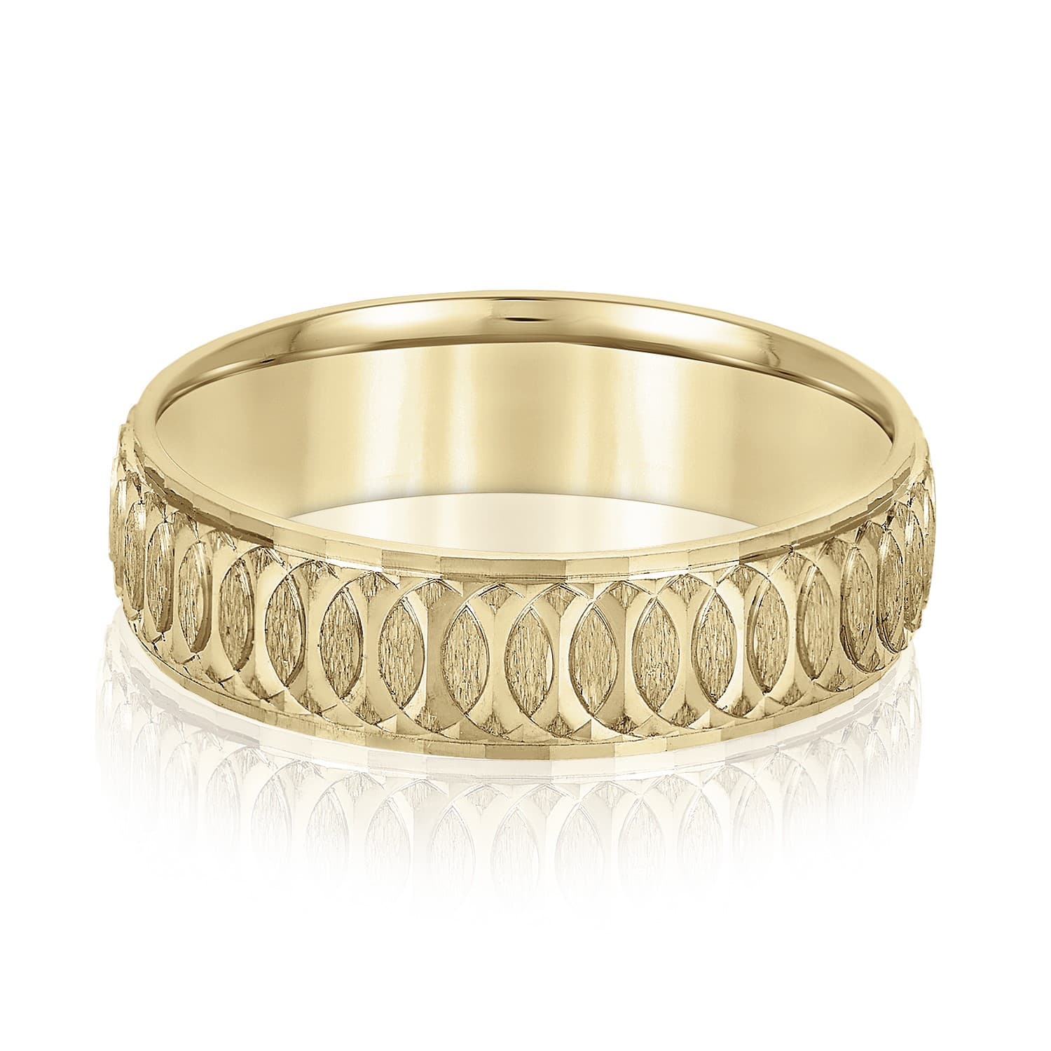 7mm Light Weight Men's Band, Front view in yellow gold