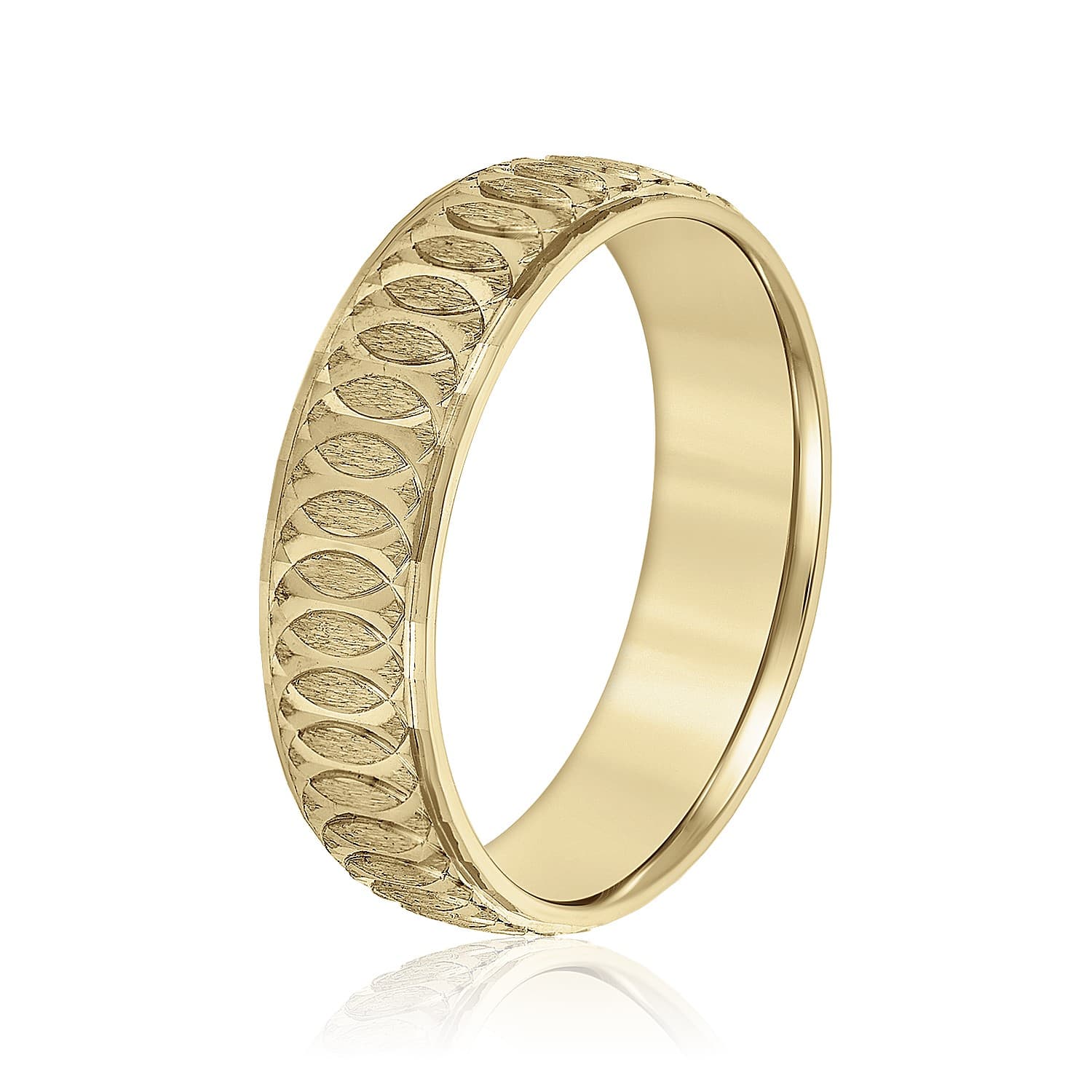 7mm Light Weight Men's Band, Side view in yellow gold