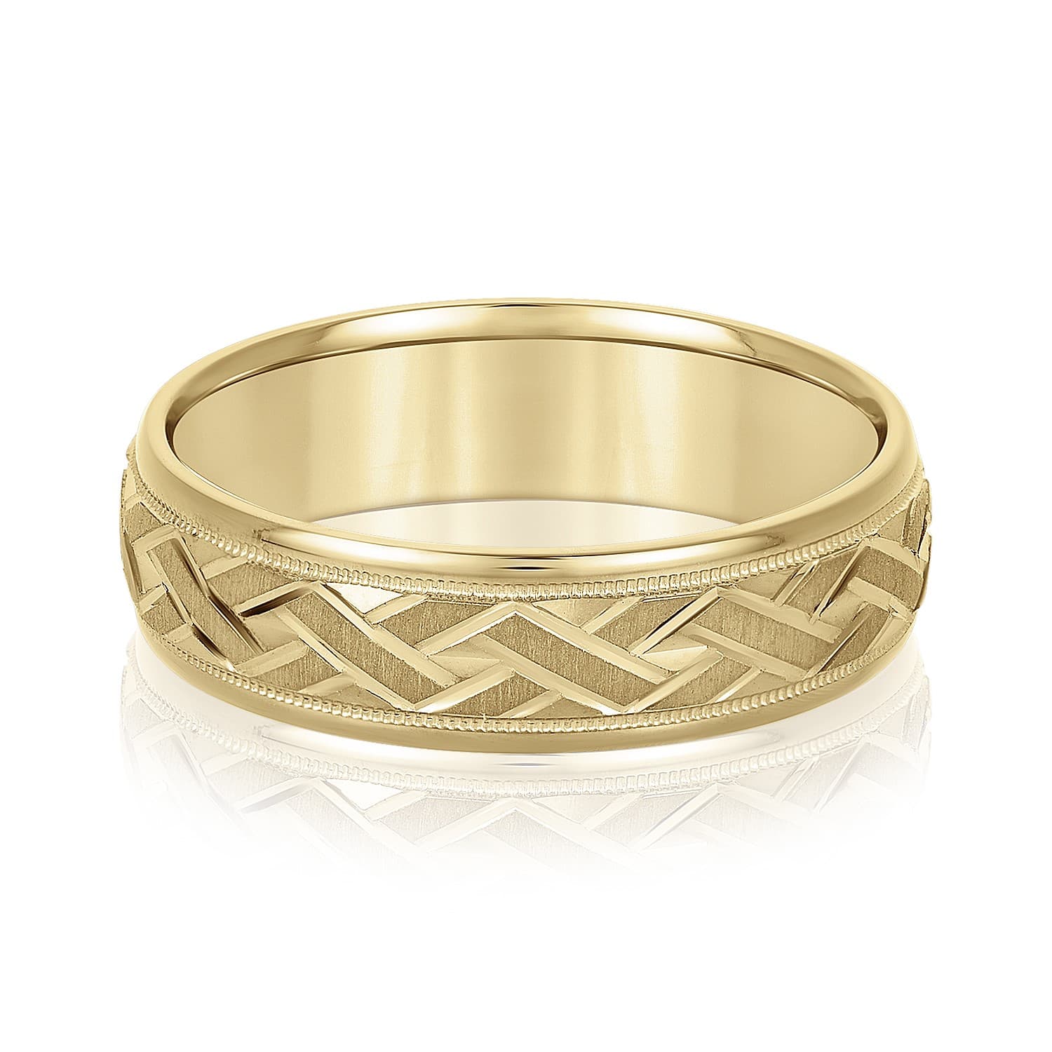 8mm Light Weight Men's Band, Front view in yellow gold
