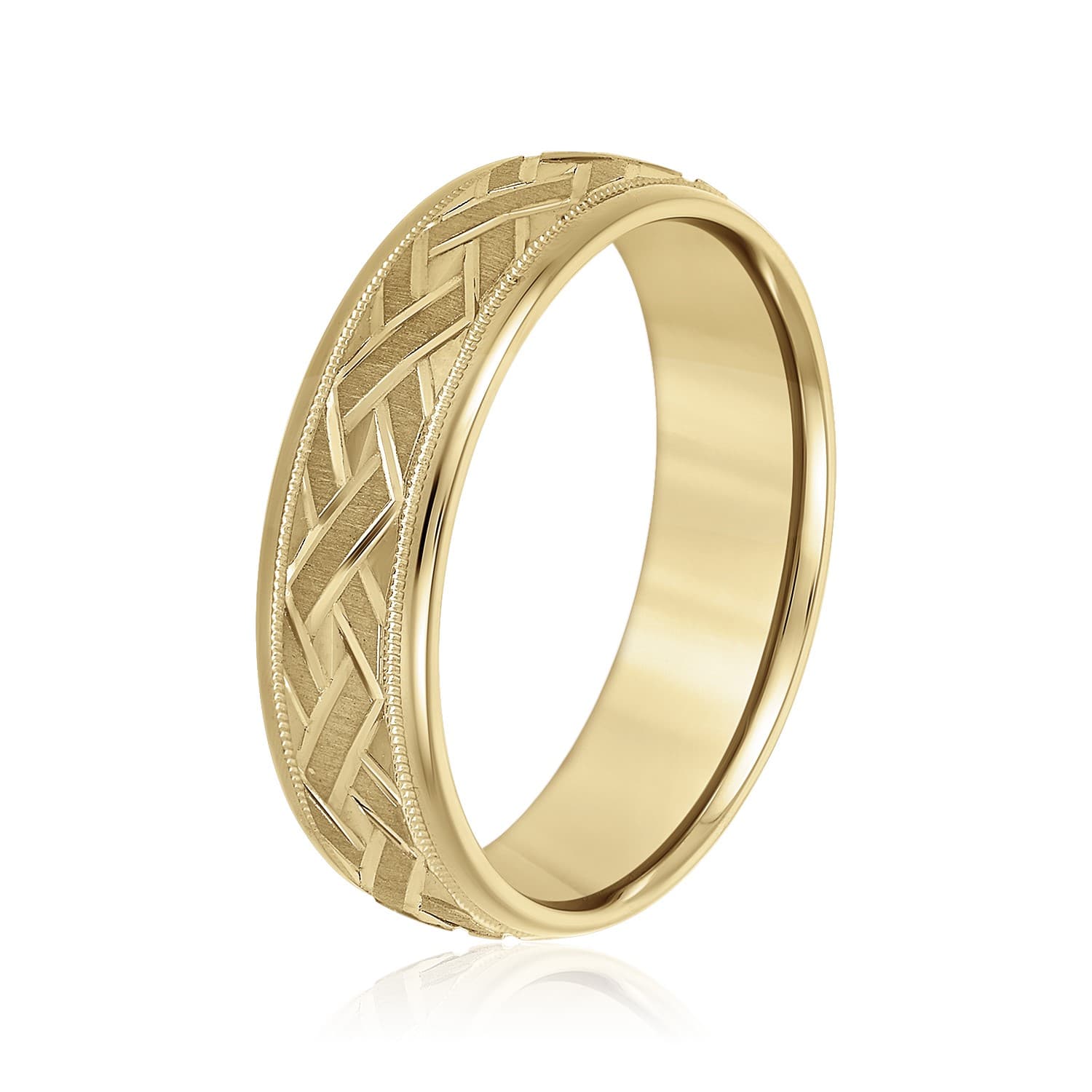 8mm Light Weight Men's Band, Side view in yellow gold