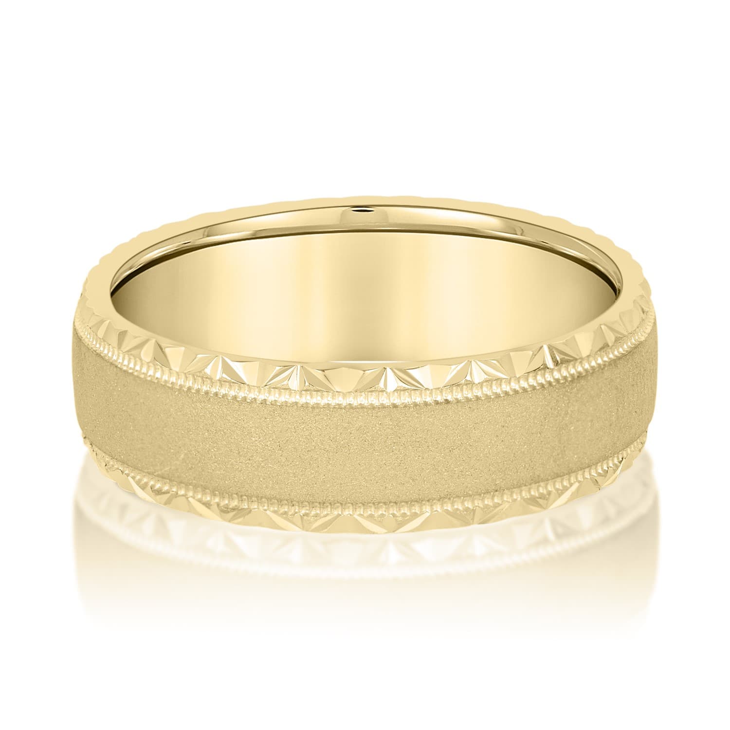 7mm Standard Weight Men's Band, Front view in yellow gold