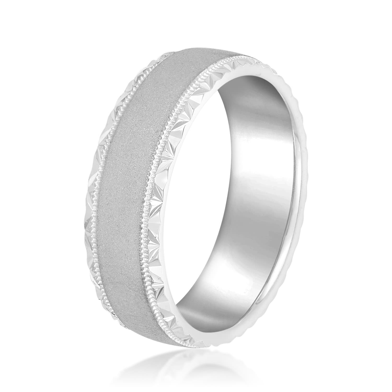 7mm Standard Weight Men's Band, Side view in white gold or platinum