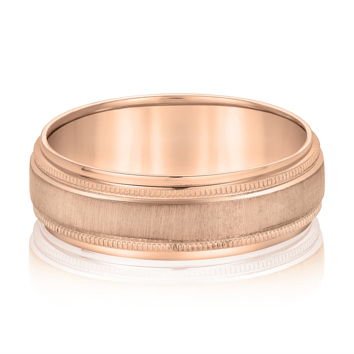 7mm Standard Weight Men's Band, Front view in rose gold