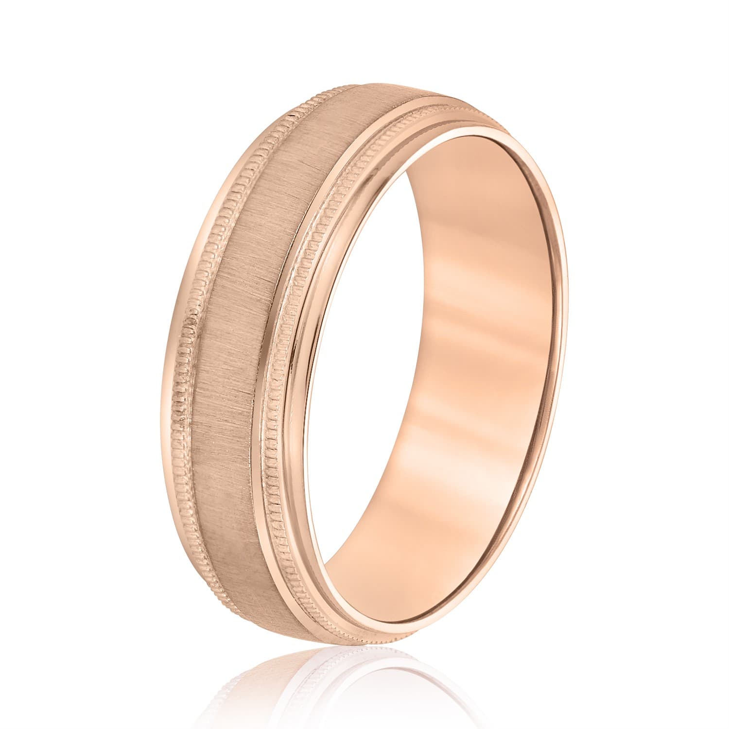 7mm Standard Weight Men's Band, Side view in yellow gold