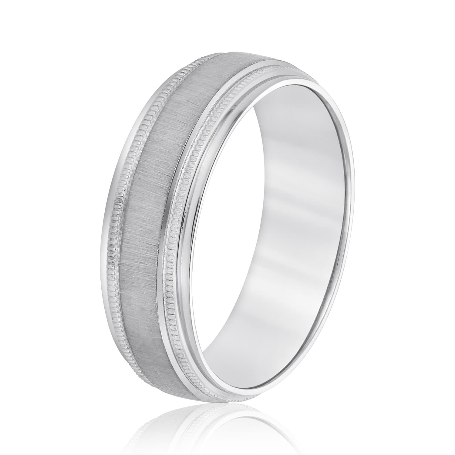 7mm Standard Weight Men's Band, Side view in white gold or platinum