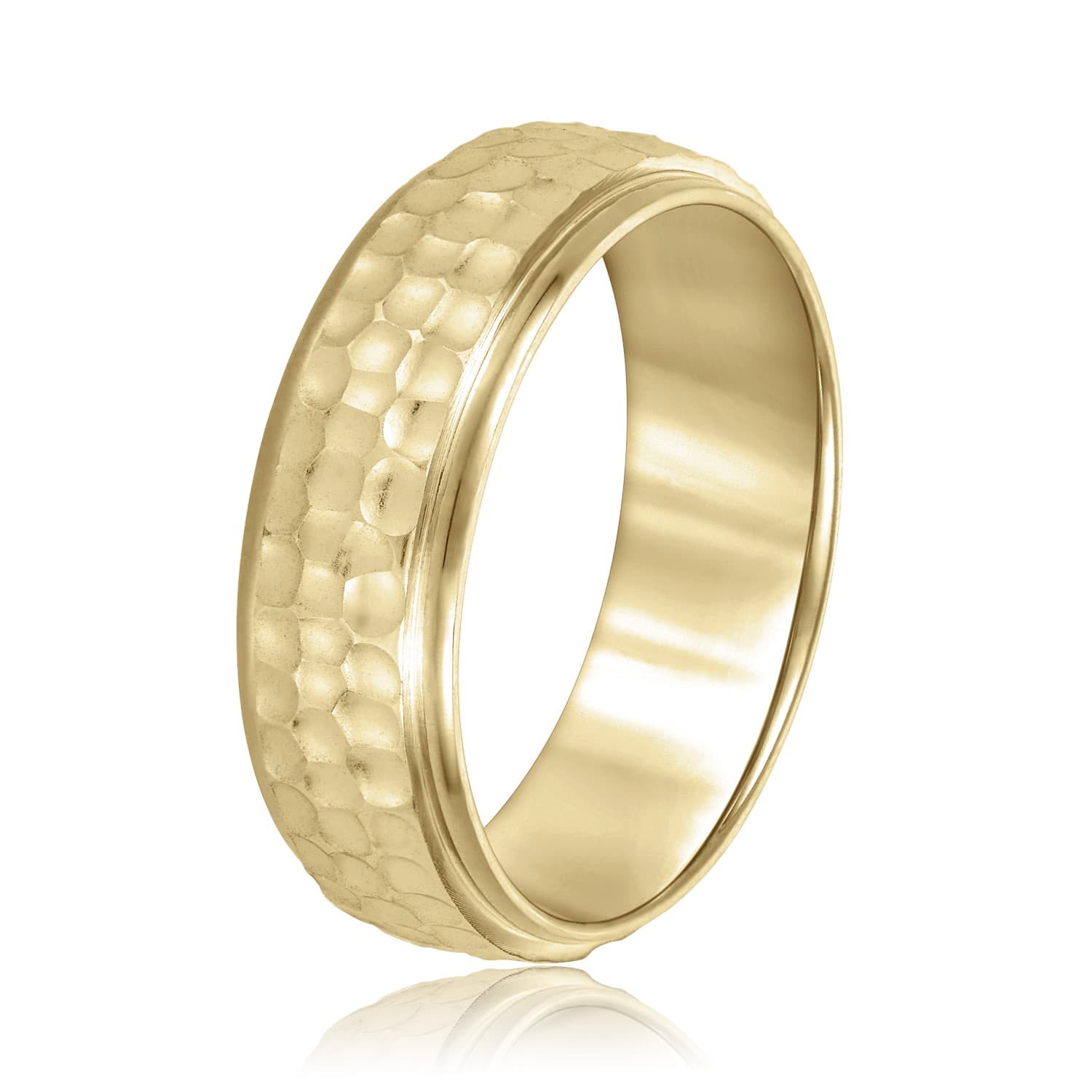 7mm Standard Weight Men's Band, Side view in yellow gold