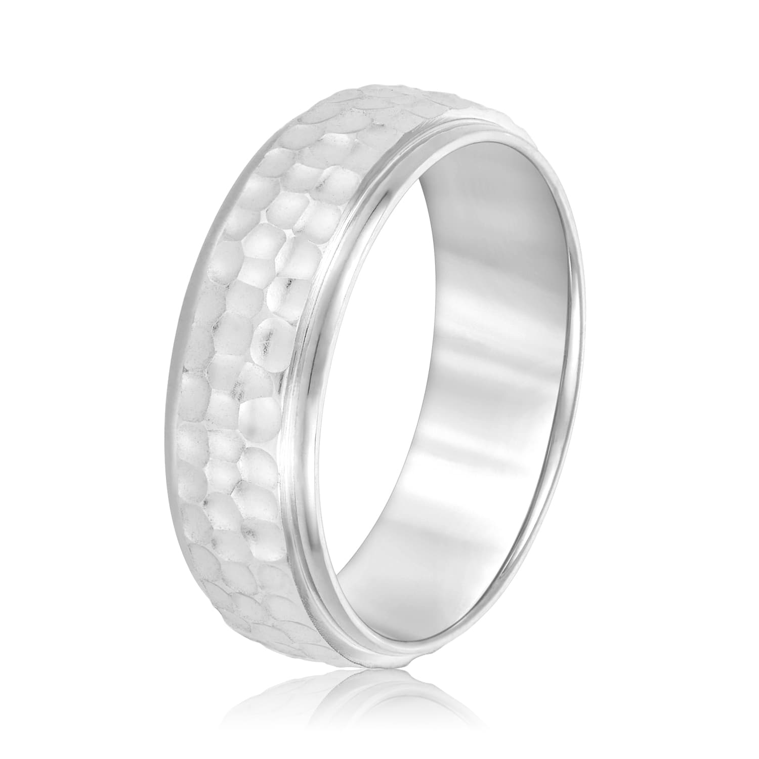 7mm Standard Weight Men's Band, Side view in white gold or platinum