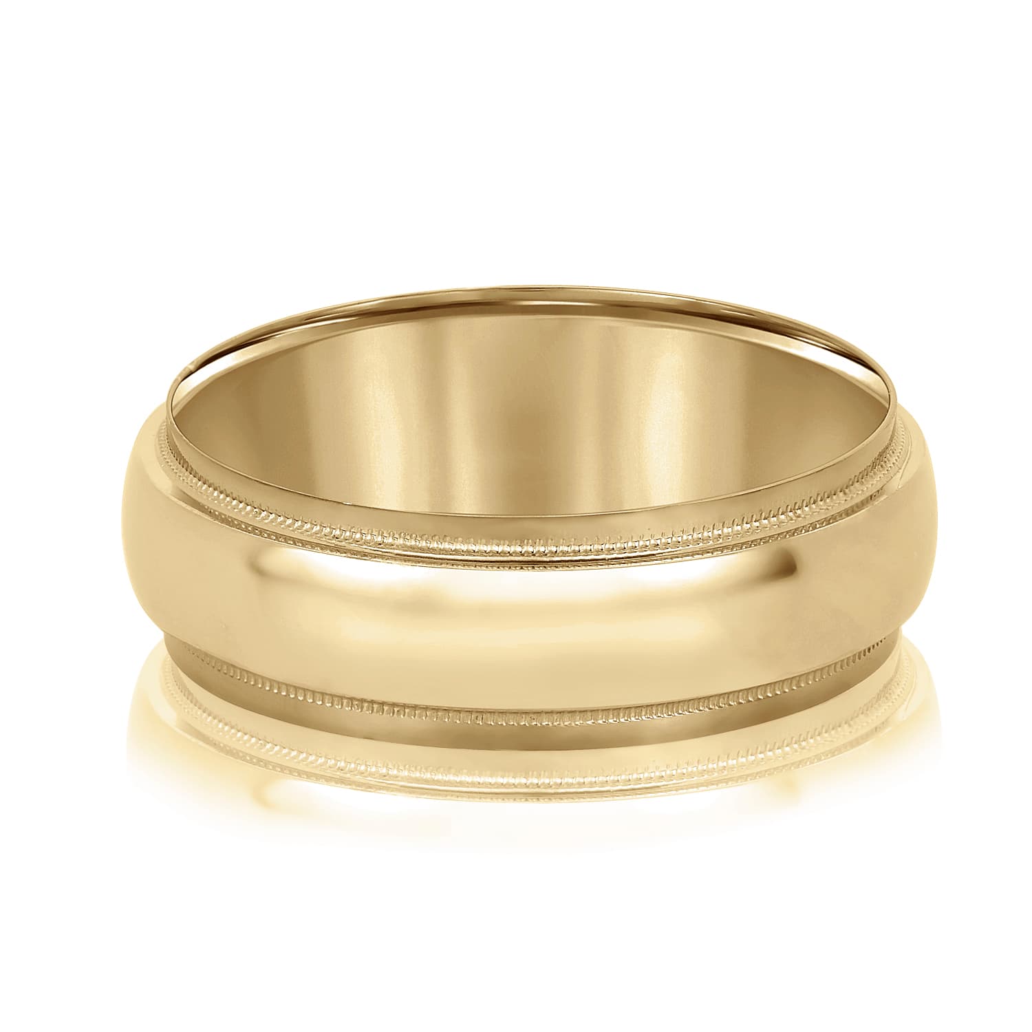 7mm Standard Weight Men's Band — TT, Front view in yellow gold