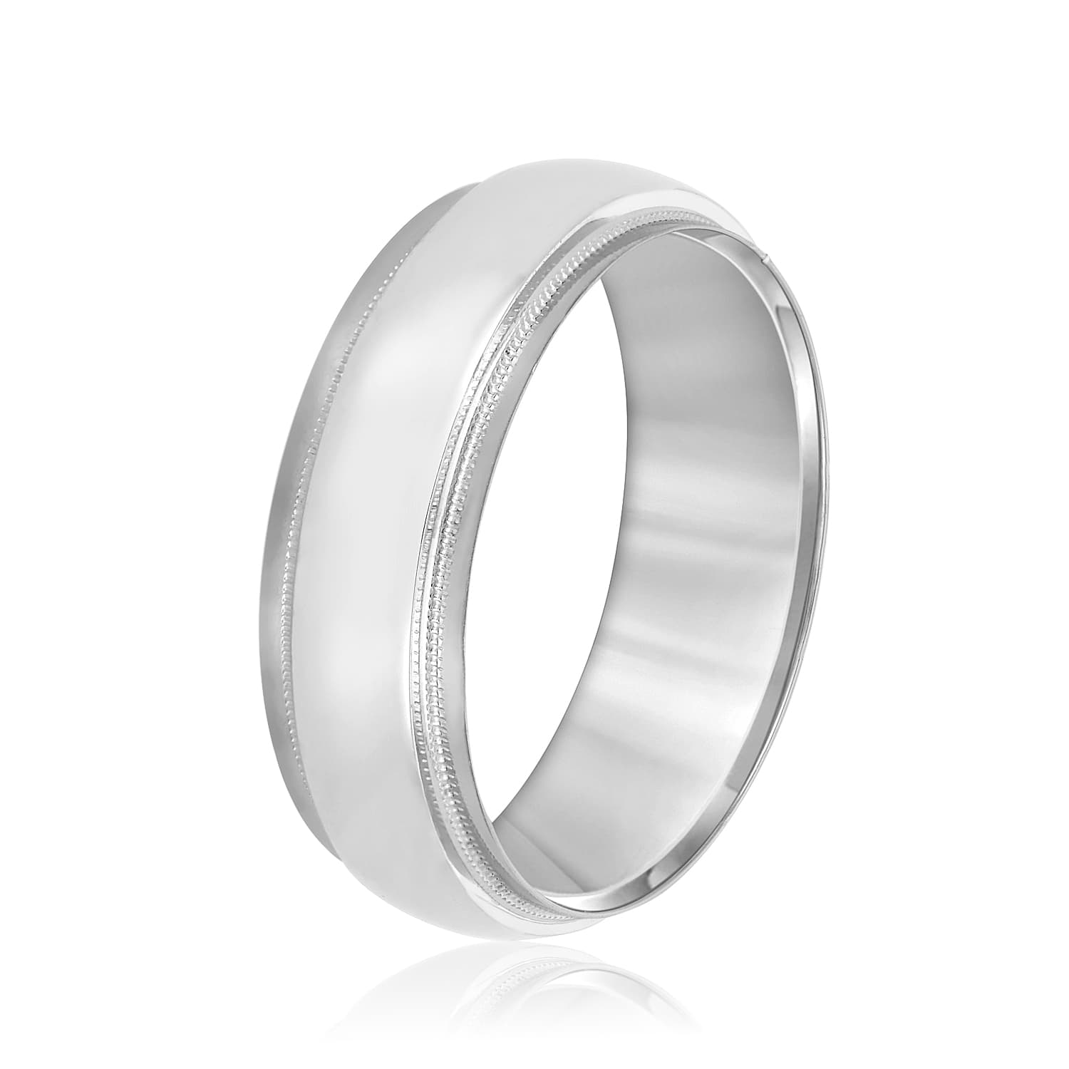 7mm Standard Weight Men's Band, Side view in white gold or platinum