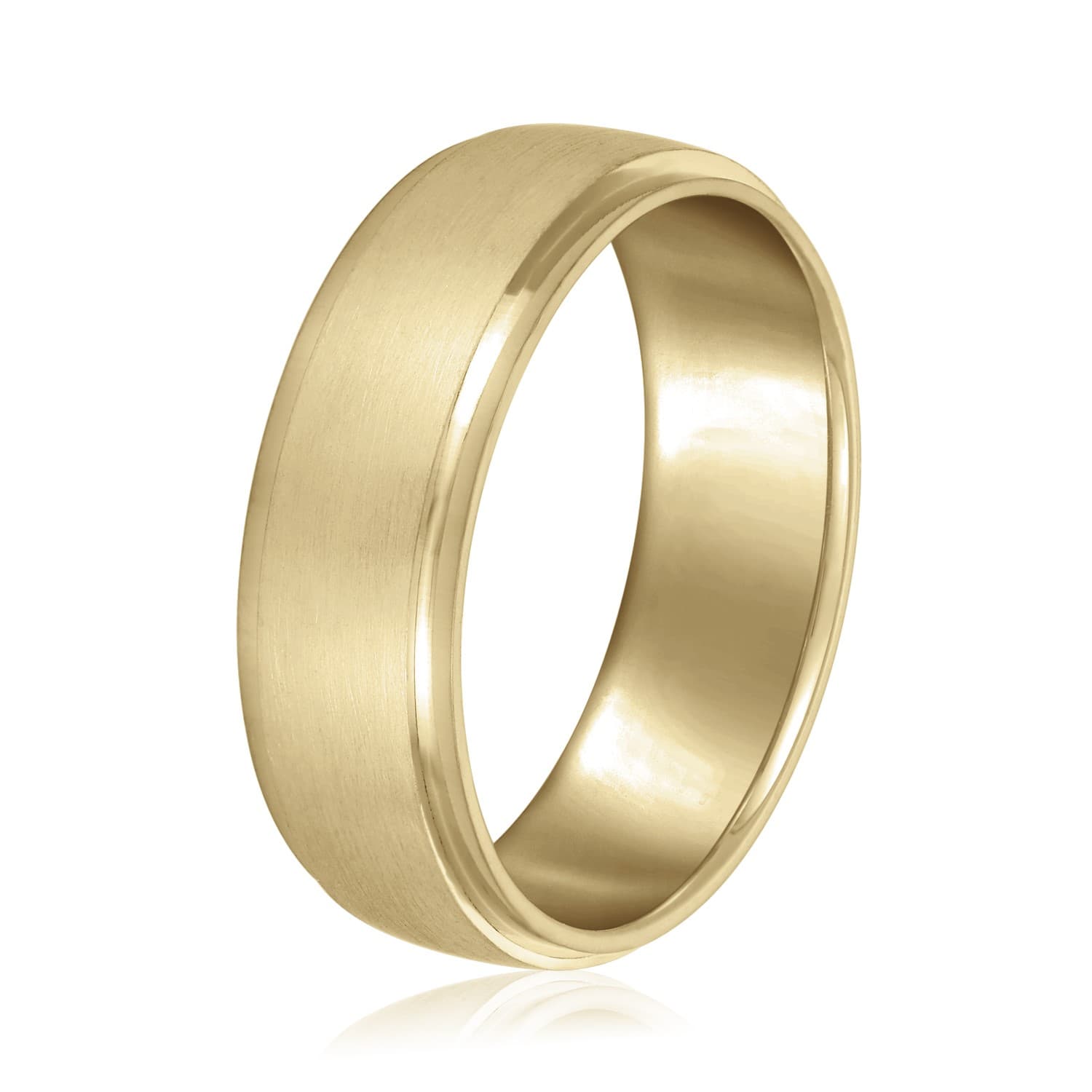7mm Standard Weight Men's Band, Side view in yellow gold