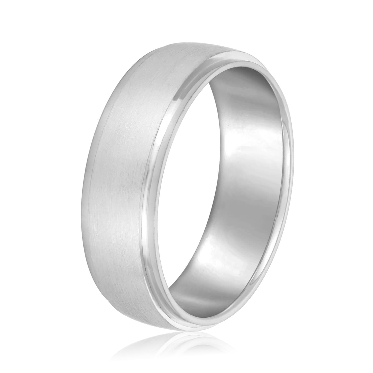 7mm Standard Weight Men's Band, Side view in white gold or platinum