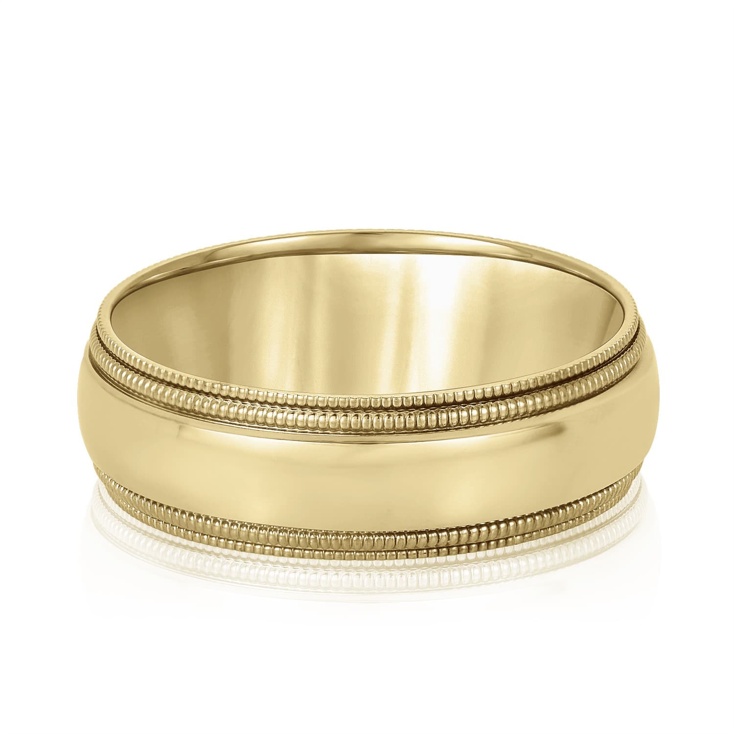 7mm Standard Weight Men's Band, Front view in yellow gold