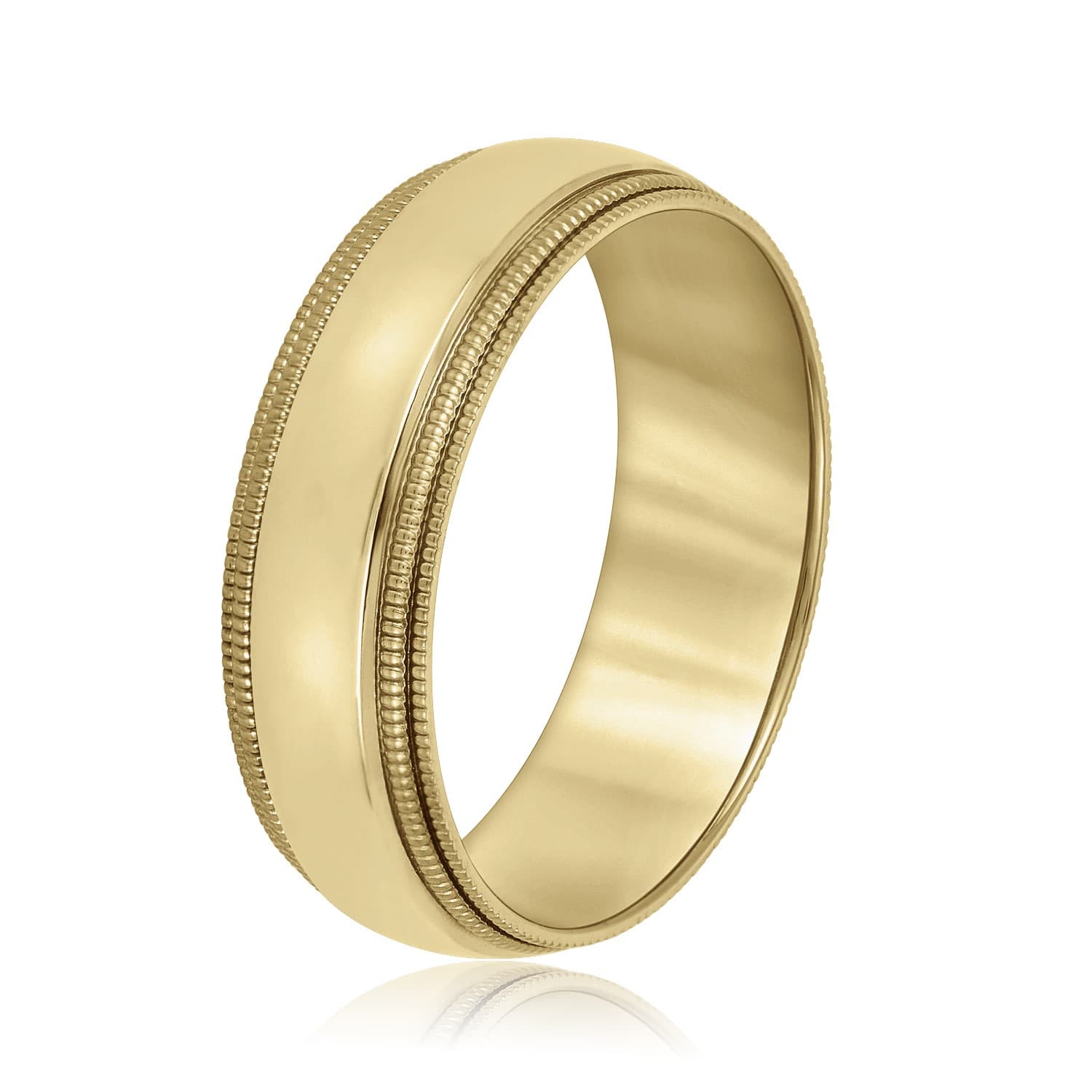 7mm Standard Weight Men's Band, Side view in yellow gold