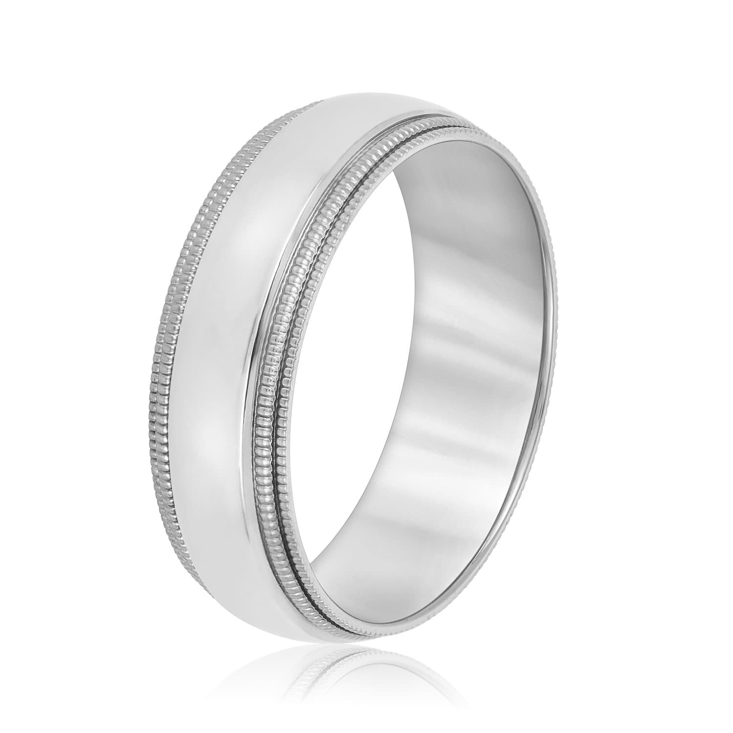 7mm Standard Weight Men's Band, Side view in white gold or platinum