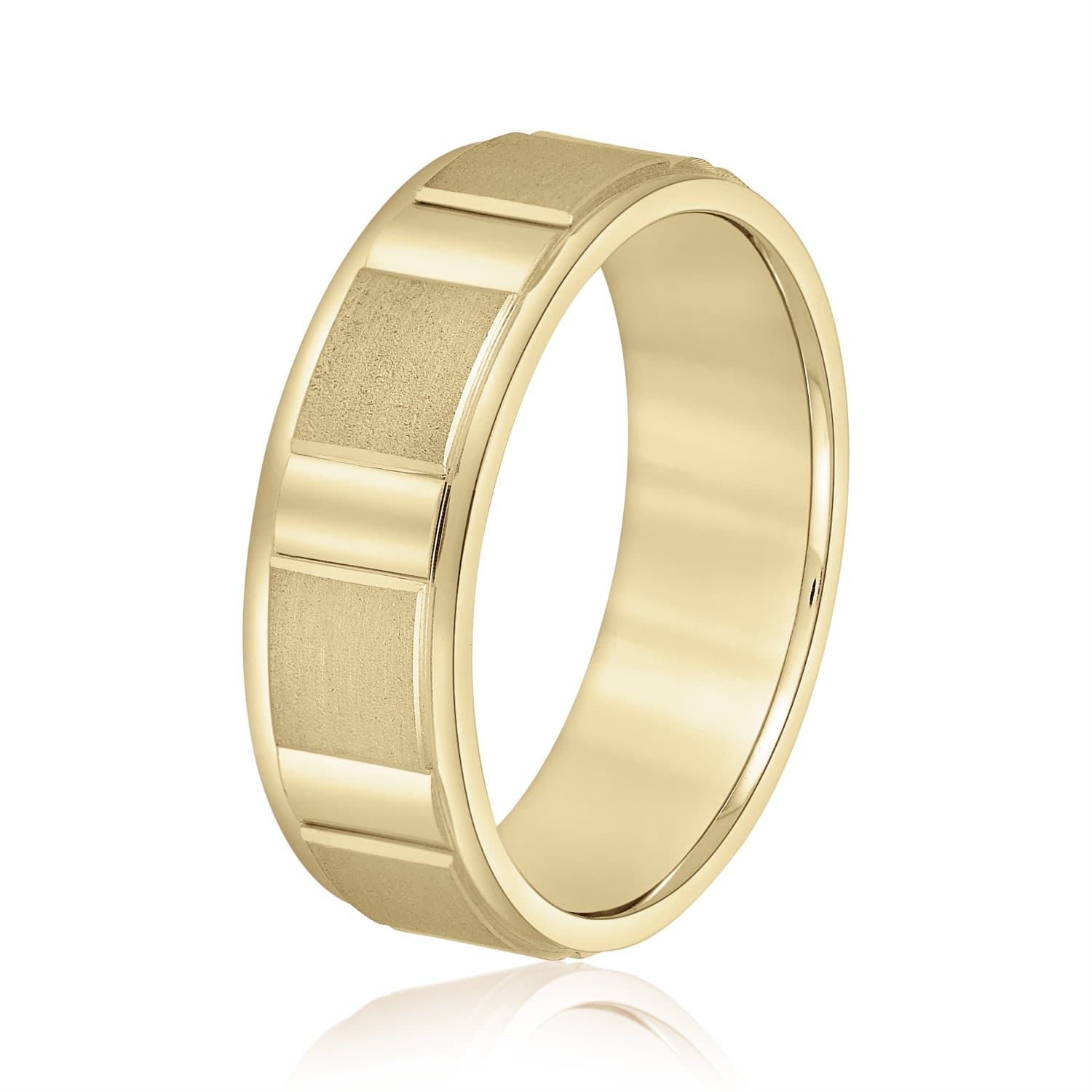 8mm Light Weight Men's Band, Side view in yellow gold
