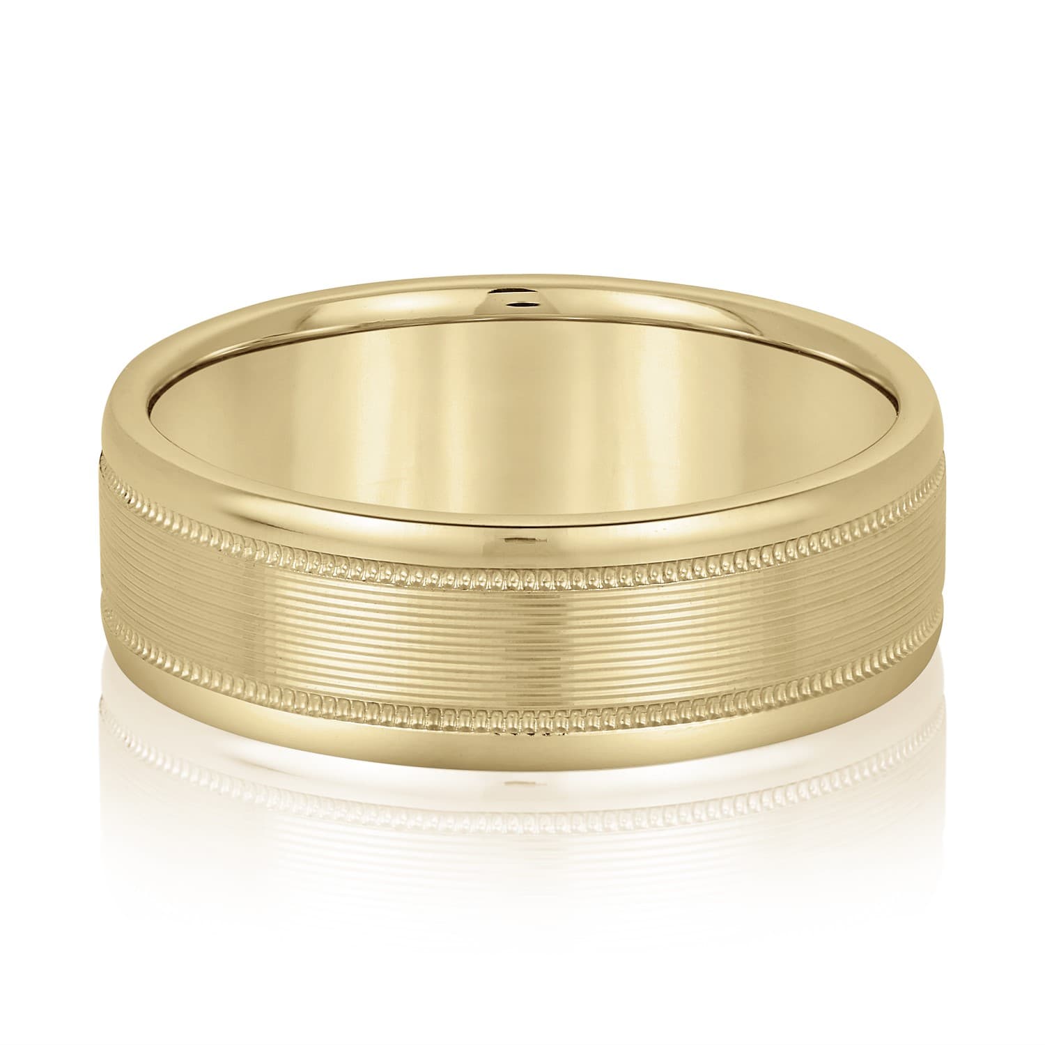 8mm Light Weight Men's Band, Front view in yellow gold