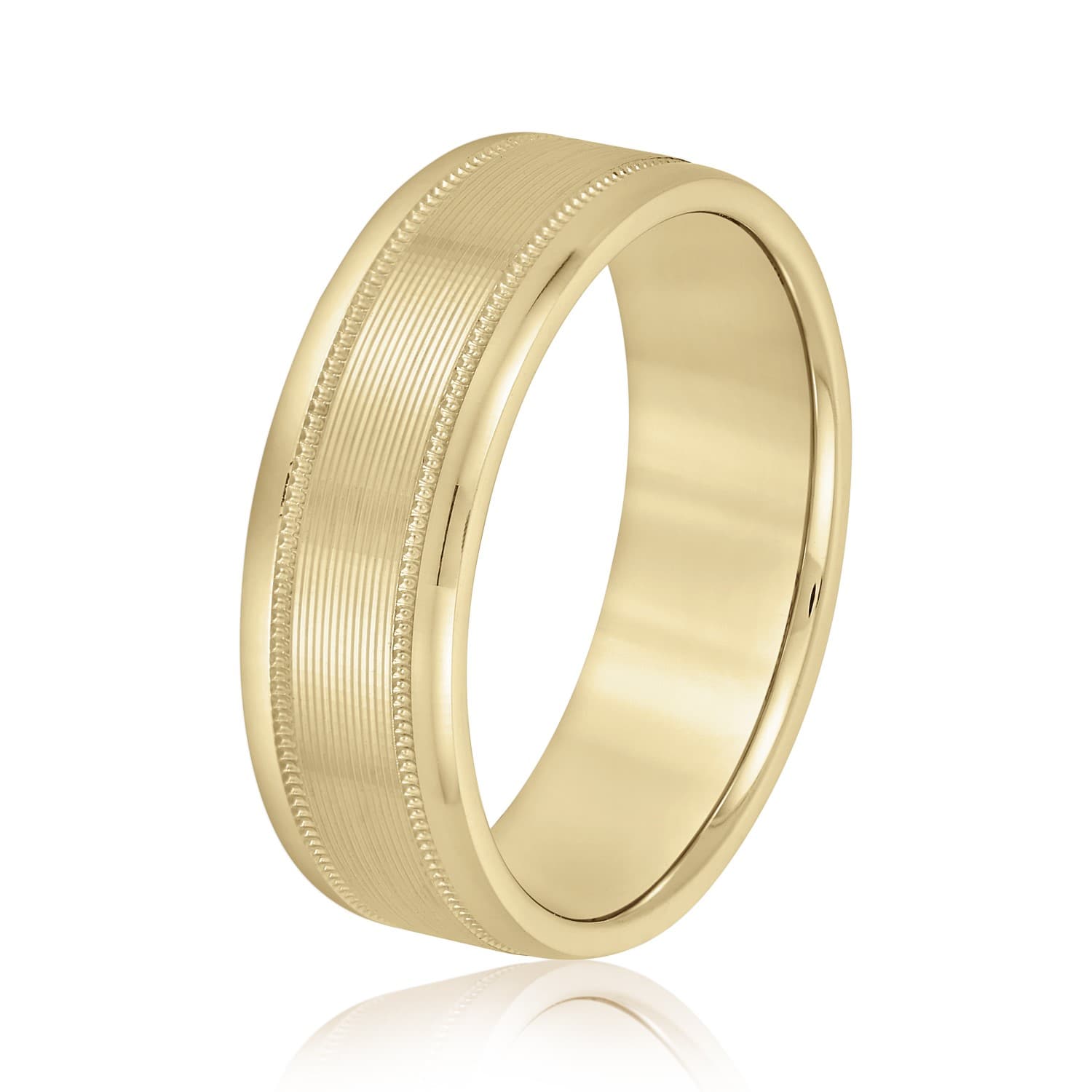 8mm Light Weight Men's Band, Side view in yellow gold