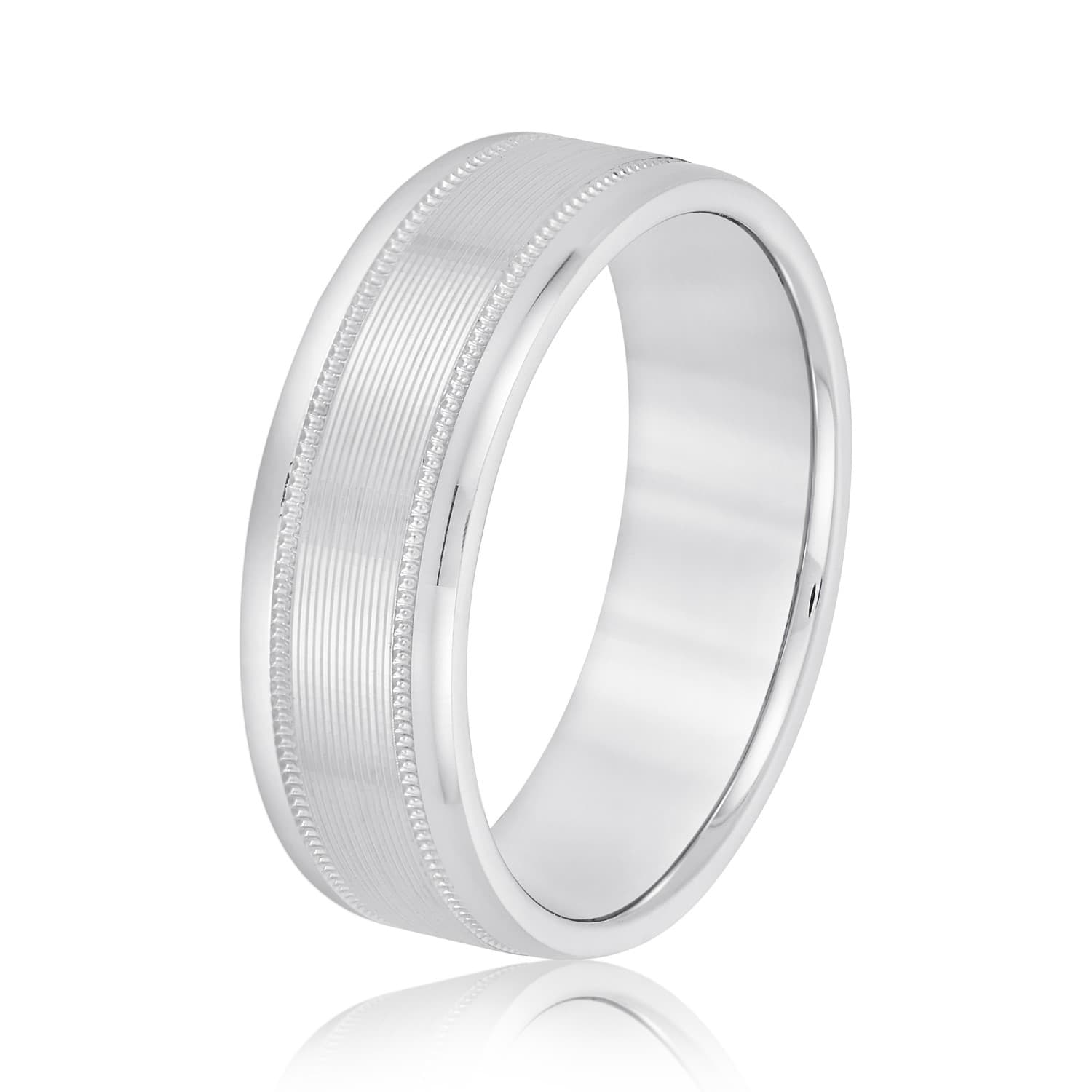 5mm Light Weight Men's Band, Side view in white gold or platinum