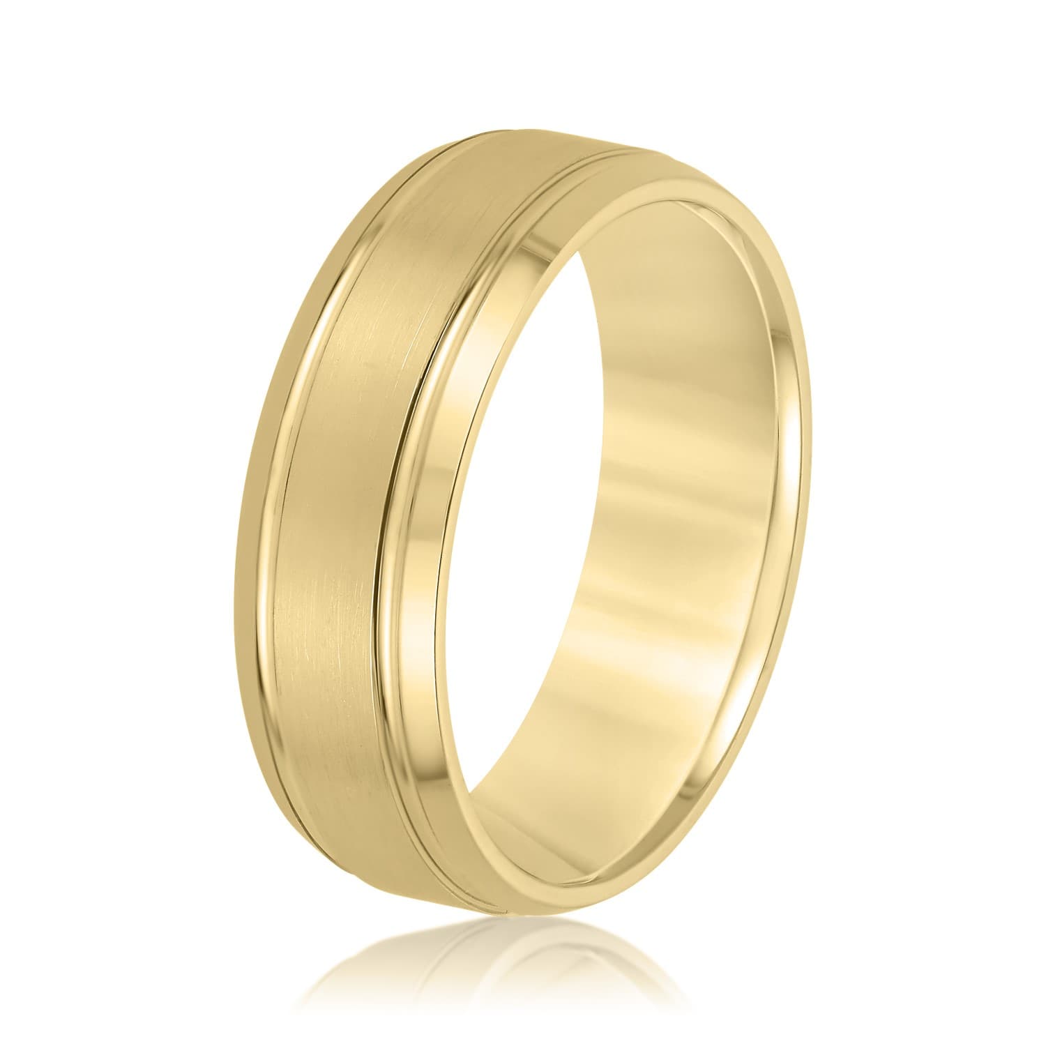 7mm Heavy Weight Men's Band, Side view in yellow gold