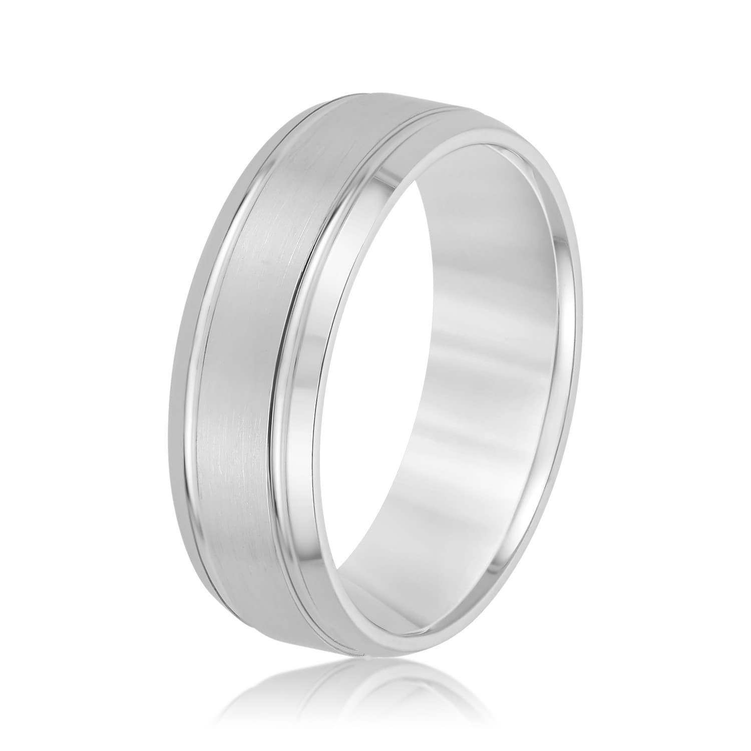 5mm Light Weight Men's Band, Side view in white gold or platinum