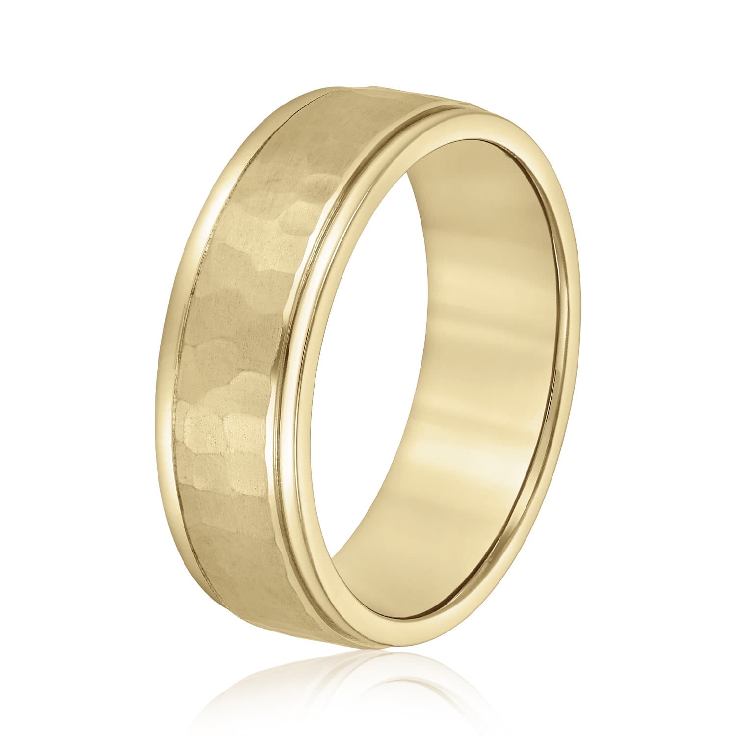 7mm Light Weight Men's Band, Side view in yellow gold